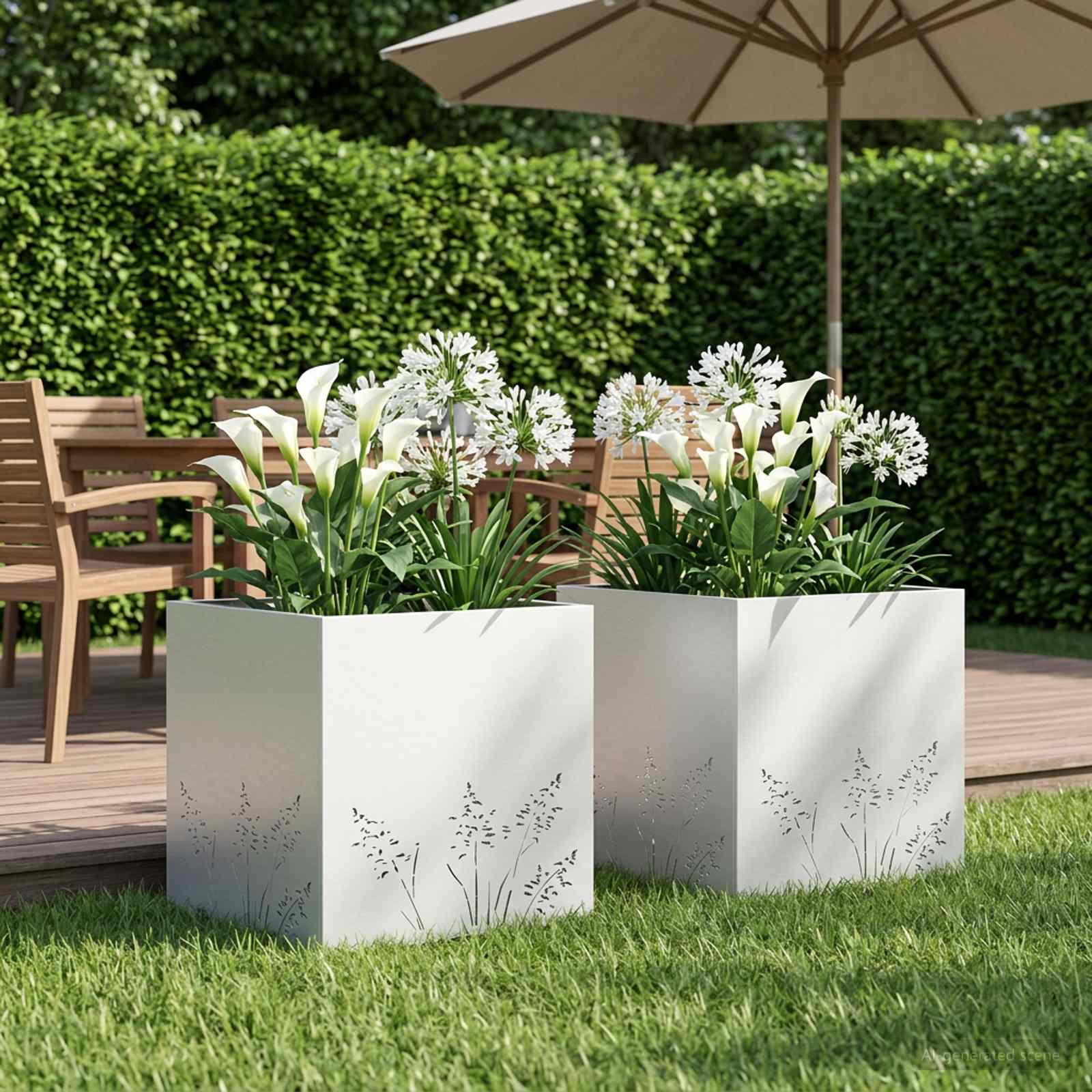Garten-Pflanzgefäß 2 Stk. Weiß 50 x 50 x 49 cm