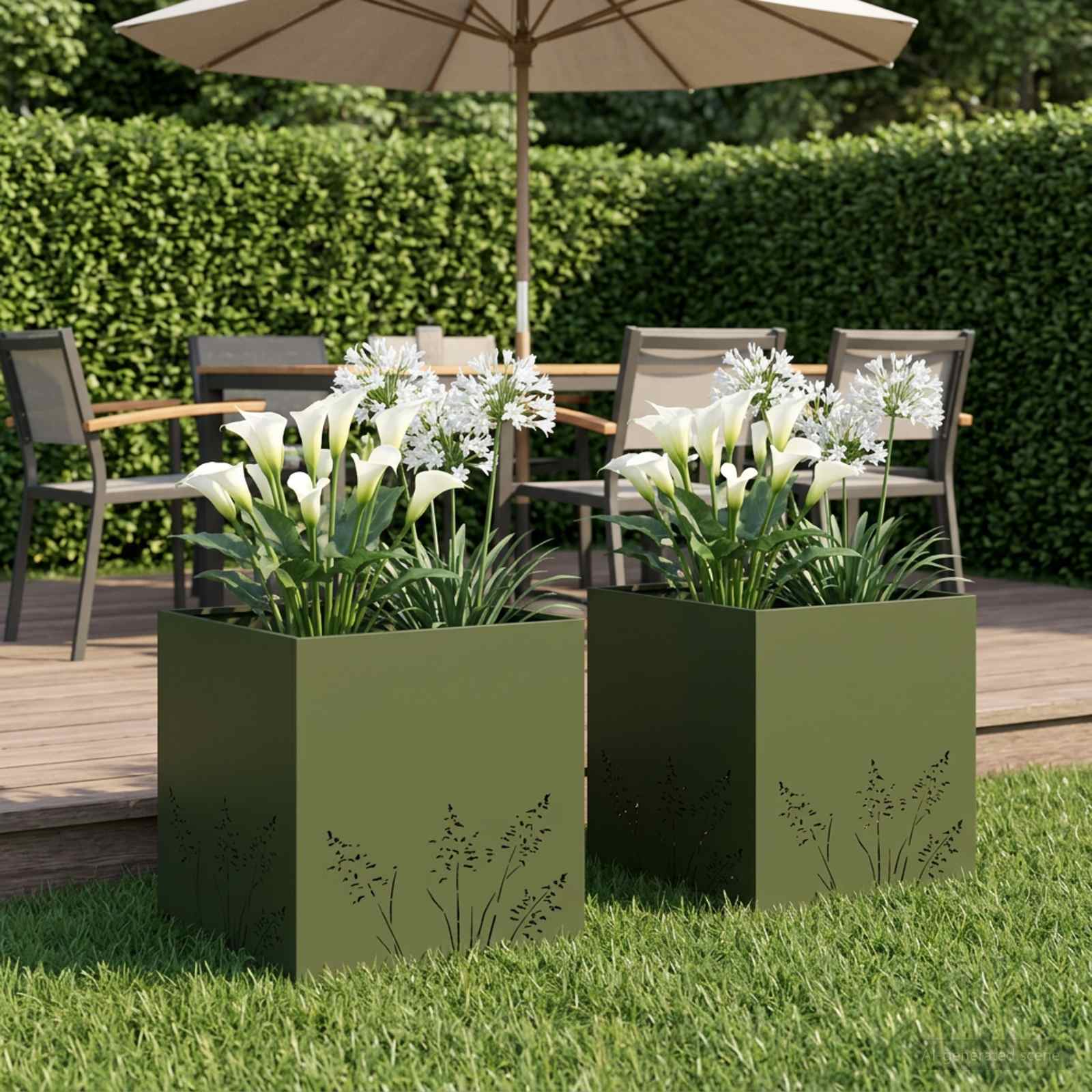 Garten-Pflanzgefäß 2 Stk. Olivgrün 50 x 50 x 49 cm