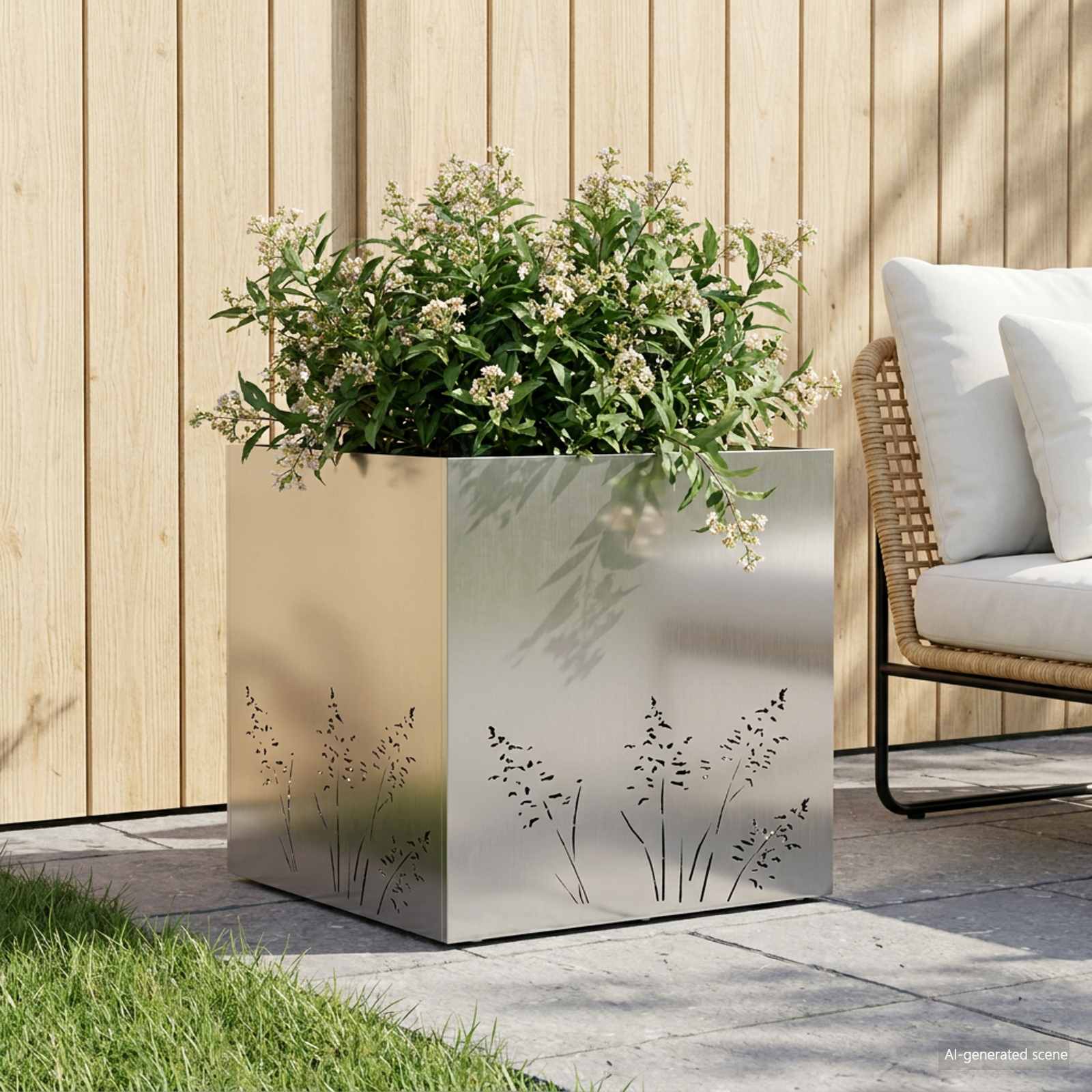 Garten-Pflanzgefäß Silber 50 x 50 x 49 cm Edelstahl