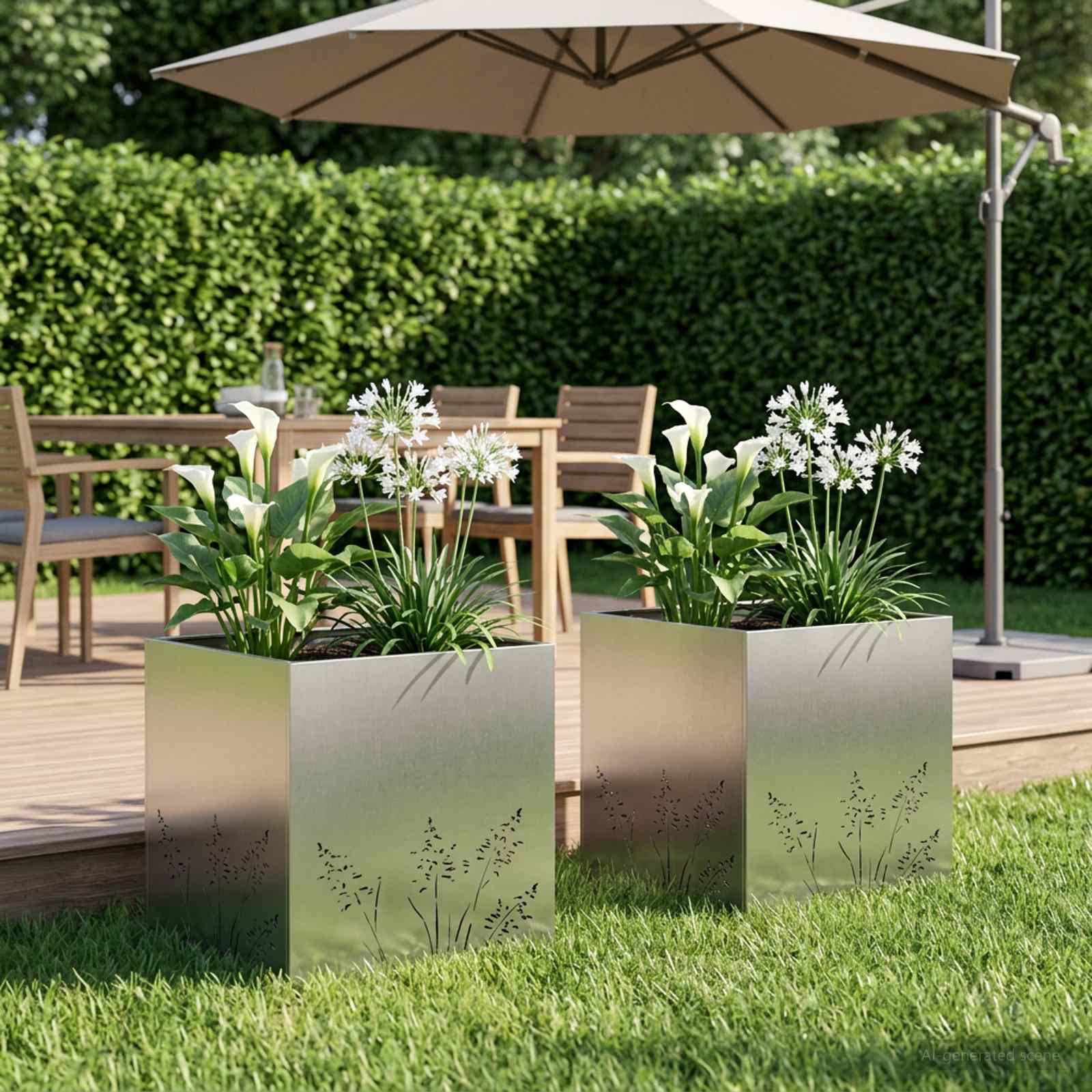 Garten-Pflanzgefäß 2 Stk. Silber 50 x 50 x 49 cm Edelstahl