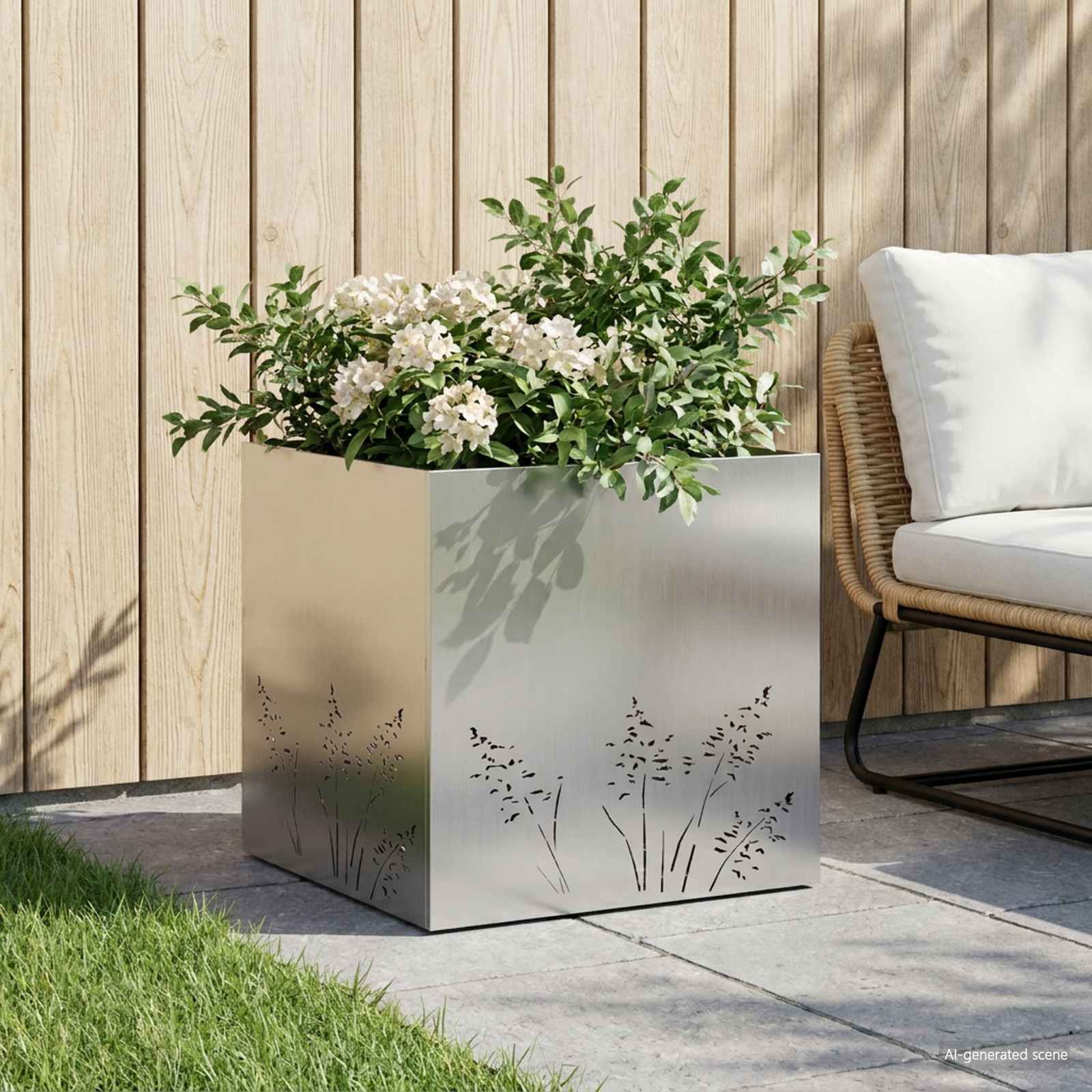 Garten-Pflanzgefäß Silber 50 x 50 x 49 cm Verzinkter Stahl