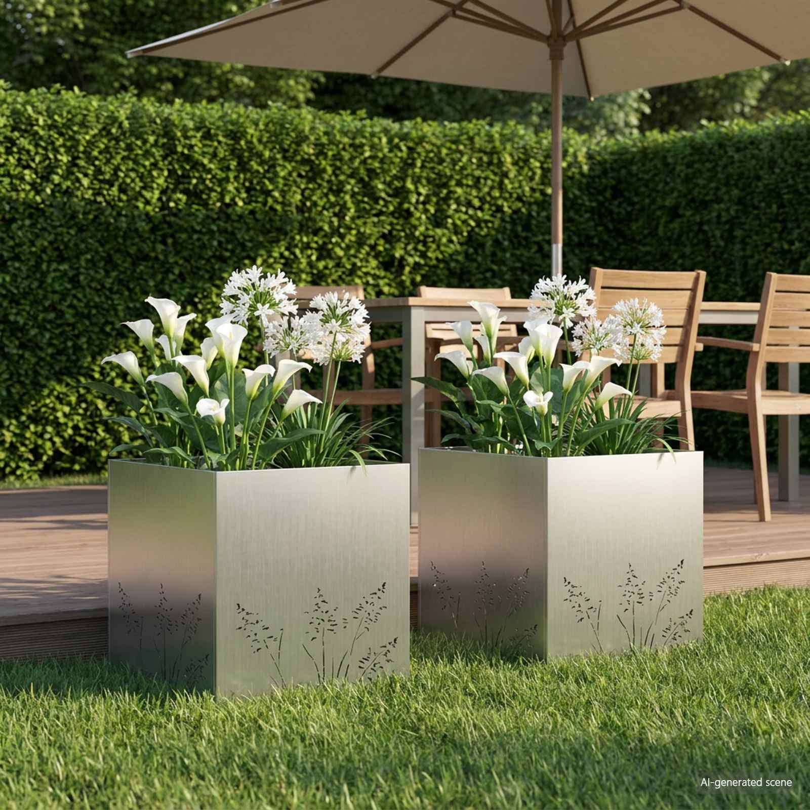 Garten-Pflanzgefäß 2 Stk. Silber 50 x 50 x 49 cm