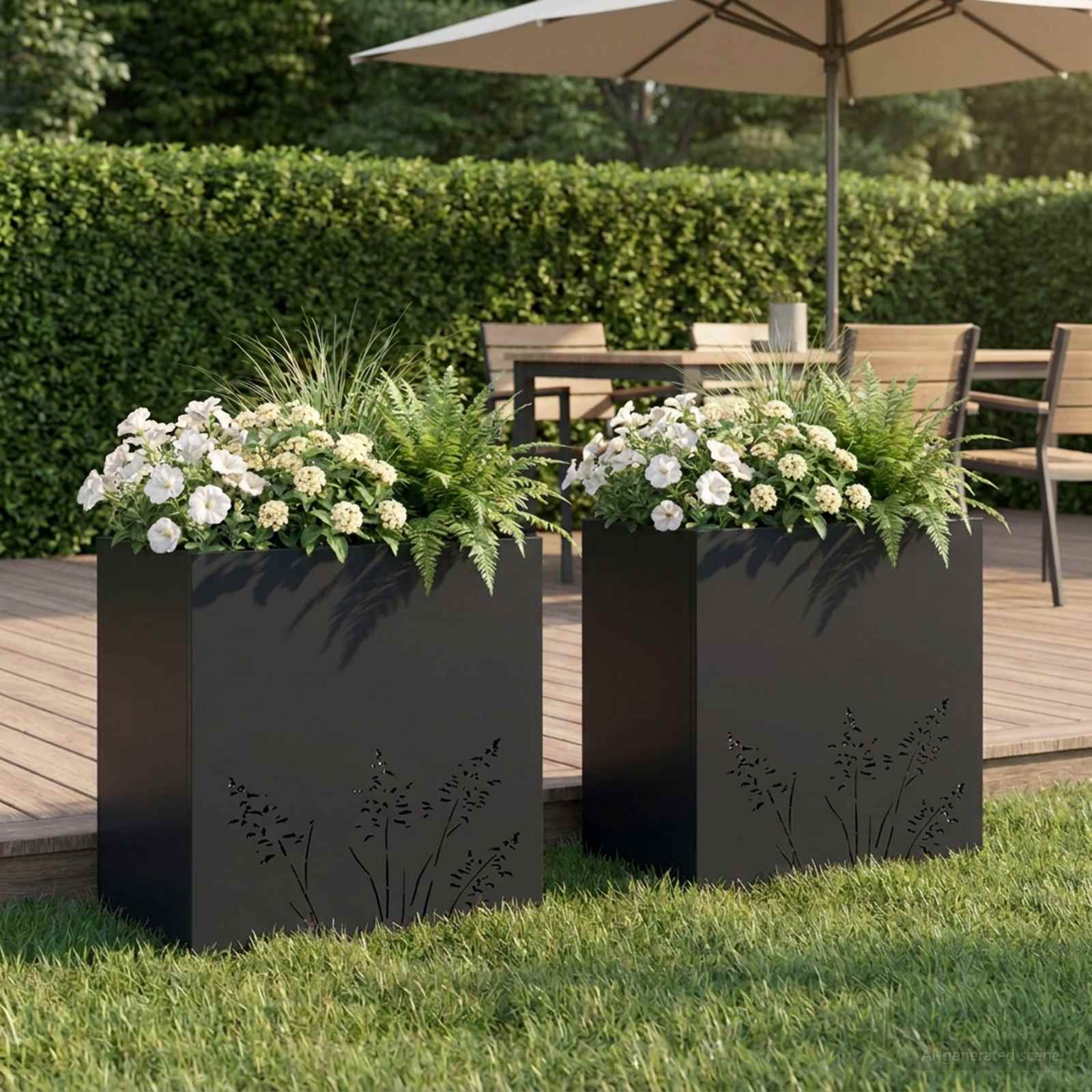 Garten-Pflanzgefäß 2 Stk. Schwarz 50 x 30 x 49 cm