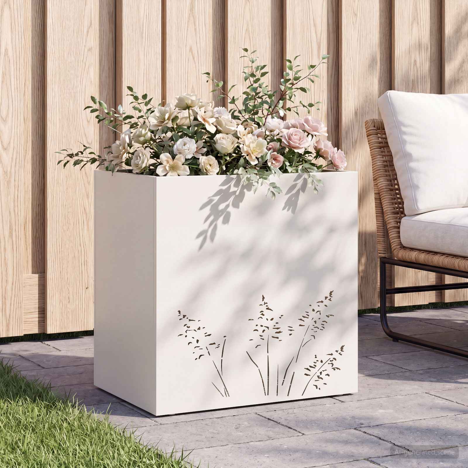 Garten-Pflanzgefäß Weiß 50 x 30 x 49 cm Kaltgewalzter Stahl