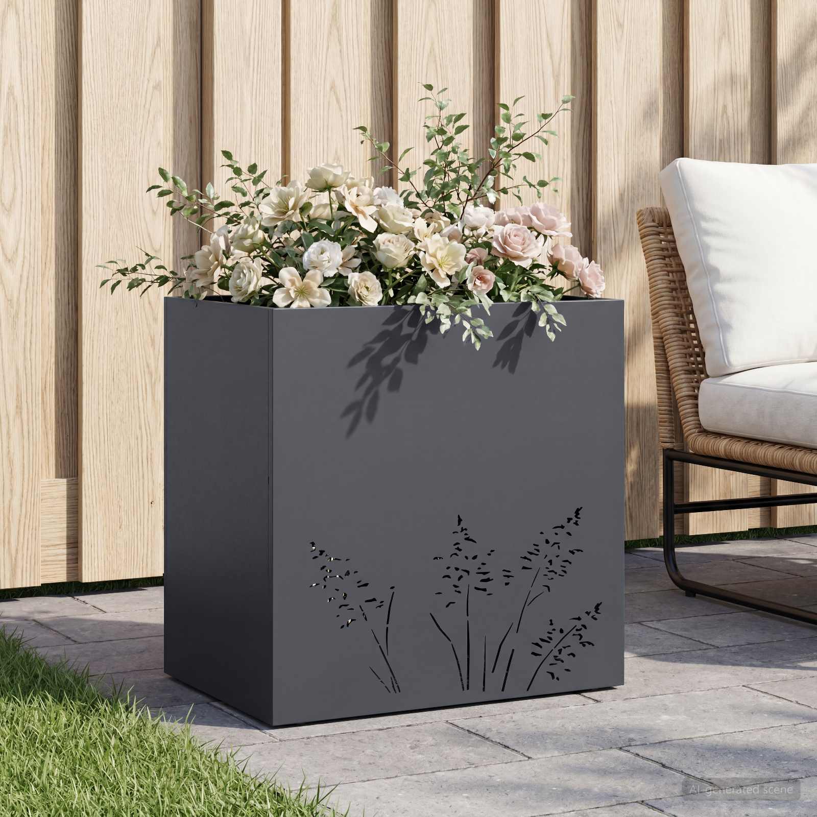 Garten-Pflanzgefäß Anthrazit 50 x 30 x 49 cm