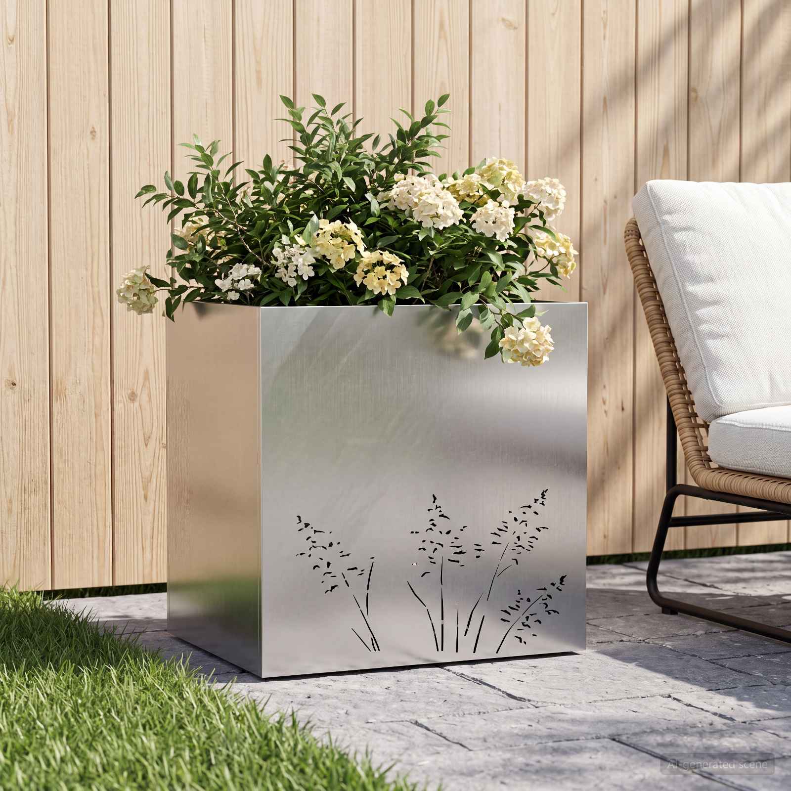 Garten-Pflanzgefäß Silber 50 x 30 x 49 cm Edelstahl