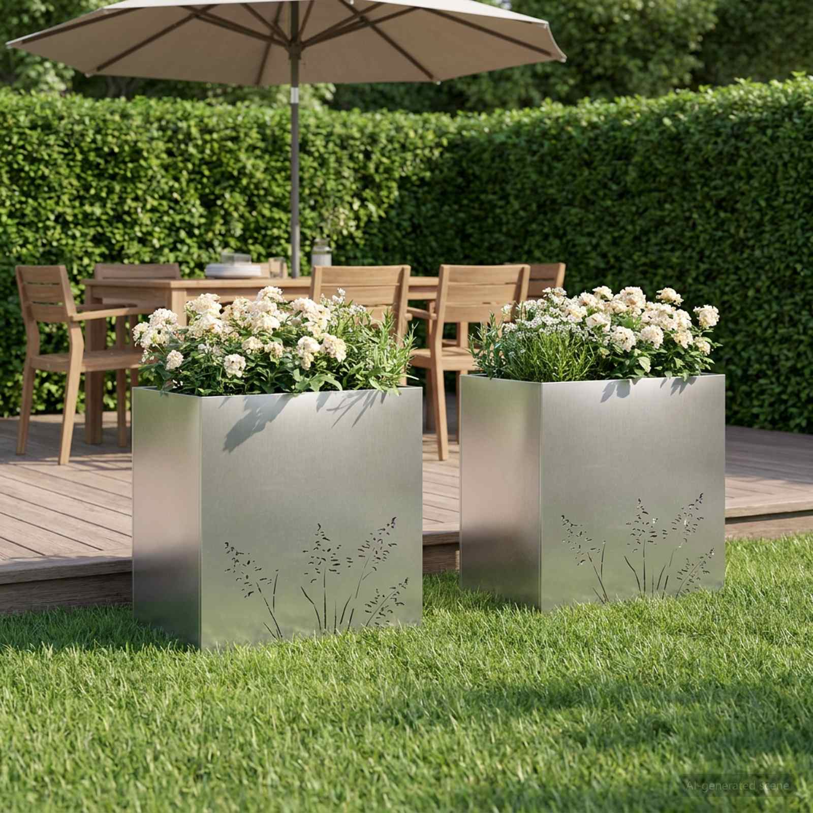 Garten-Pflanzgefäß 2 Stk. Silber 50 x 30 x 49 cm Edelstahl