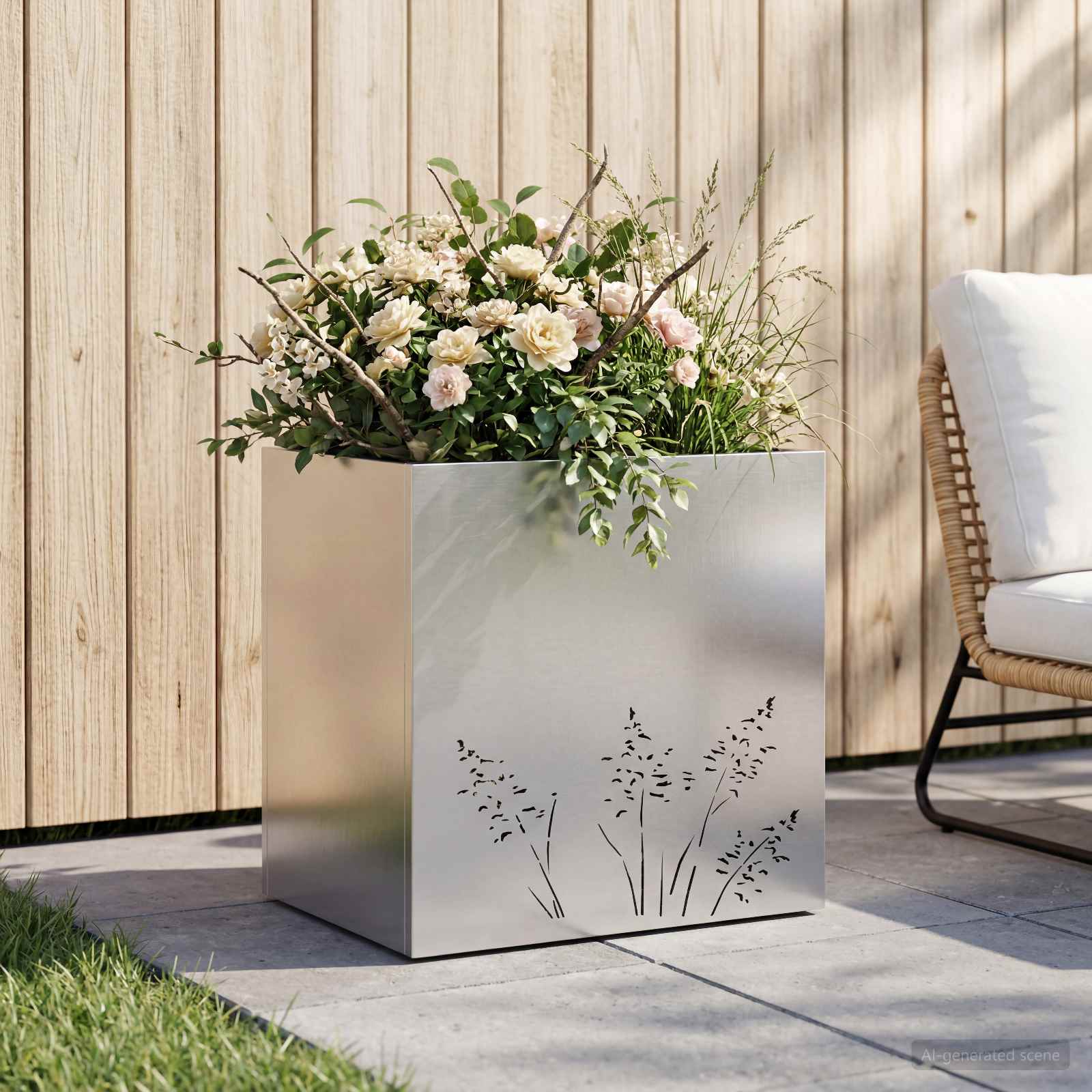 Garten-Pflanzgefäß Silber 50 x 30 x 49 cm Verzinkter Stahl