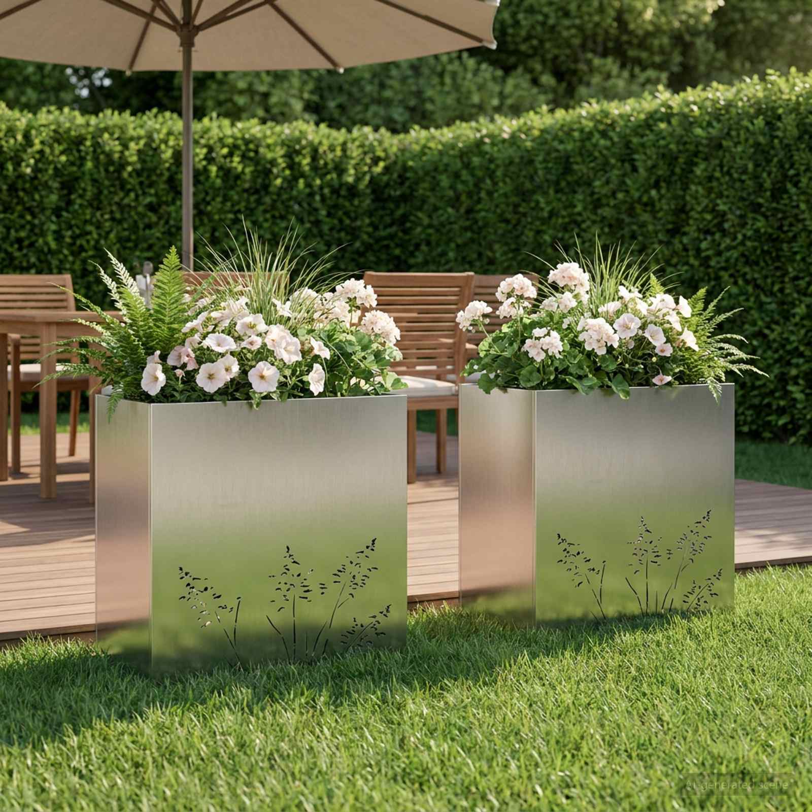 Garten-Pflanzgefäß 2 Stk. Silber 50 x 30 x 49 cm