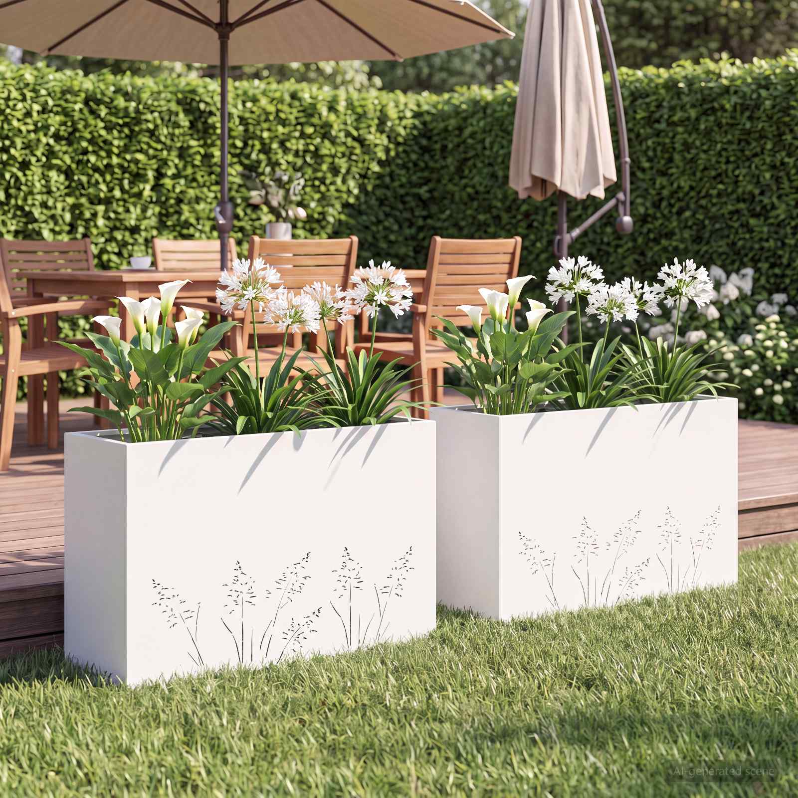 Garten-Pflanzgefäß 2 Stk. Weiß 80 x 20 x 49 cm