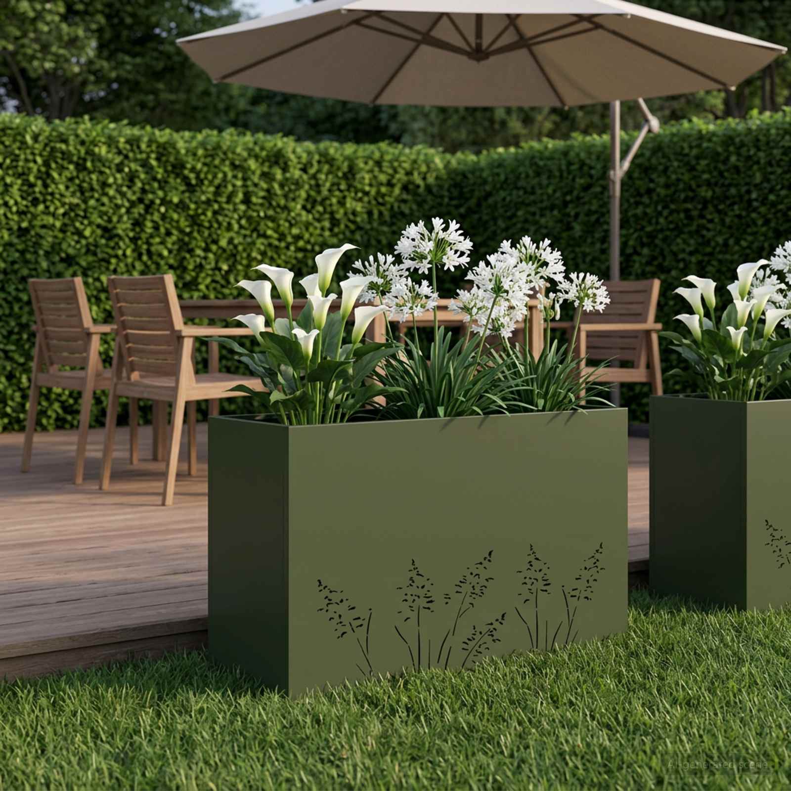 Garten-Pflanzgefäß Olivgrün 80 x 20 x 49 cm Kaltgewalzter Stahl
