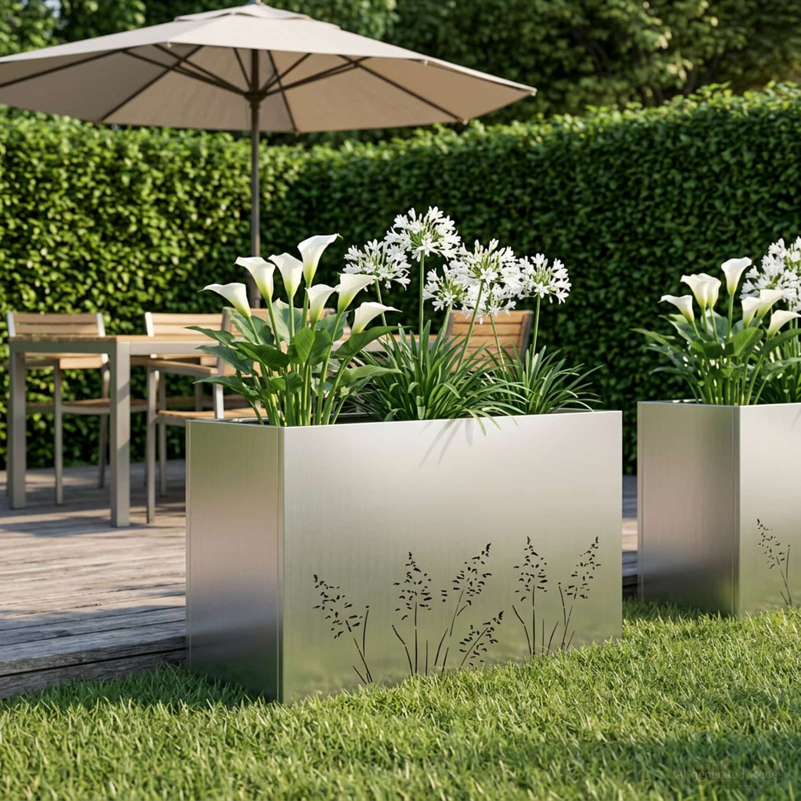 Garten-Pflanzgefäß Silber 80 x 20 x 49 cm Edelstahl