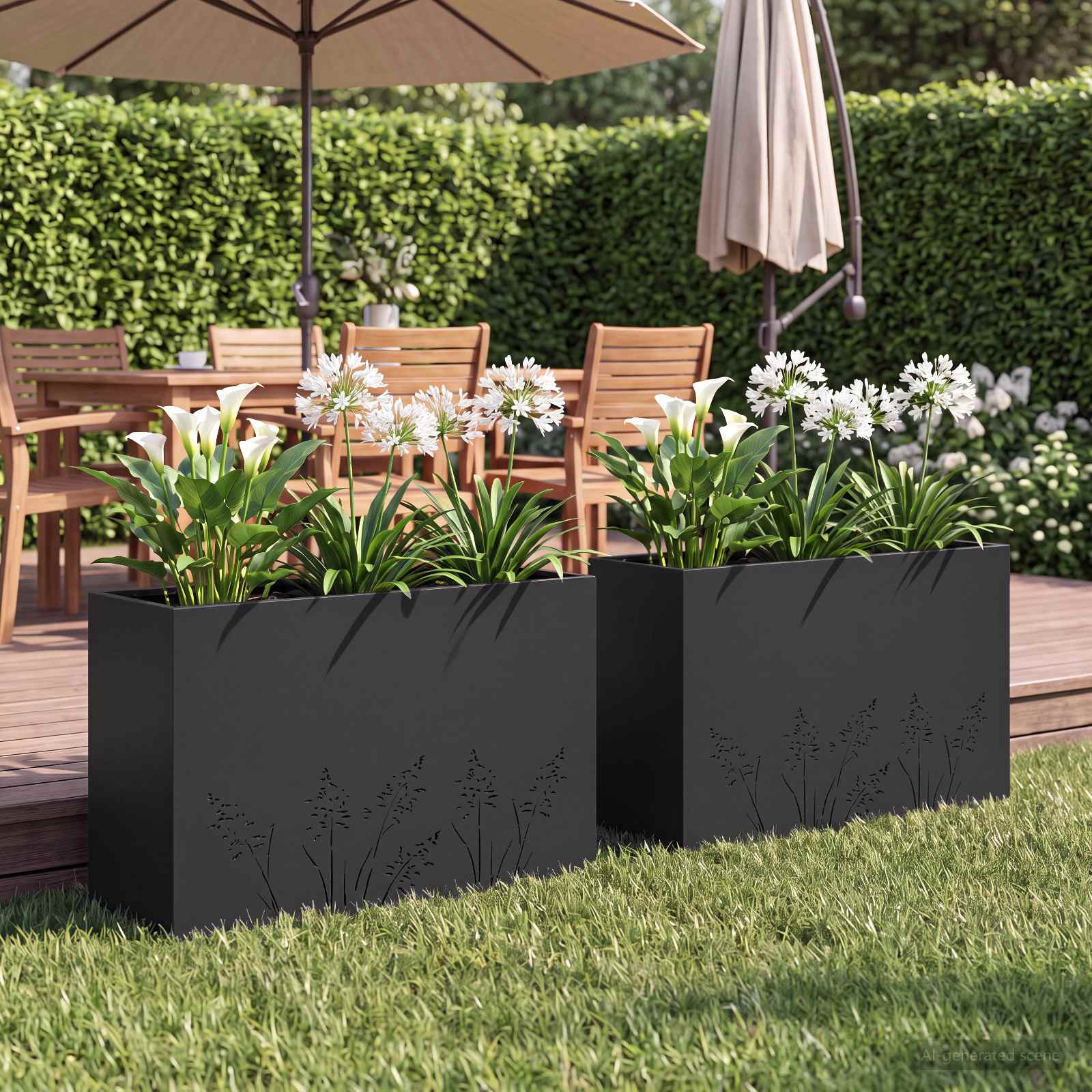 Garten-Pflanzgefäß 2 Stk. Schwarz 80 x 30 x 49 cm
