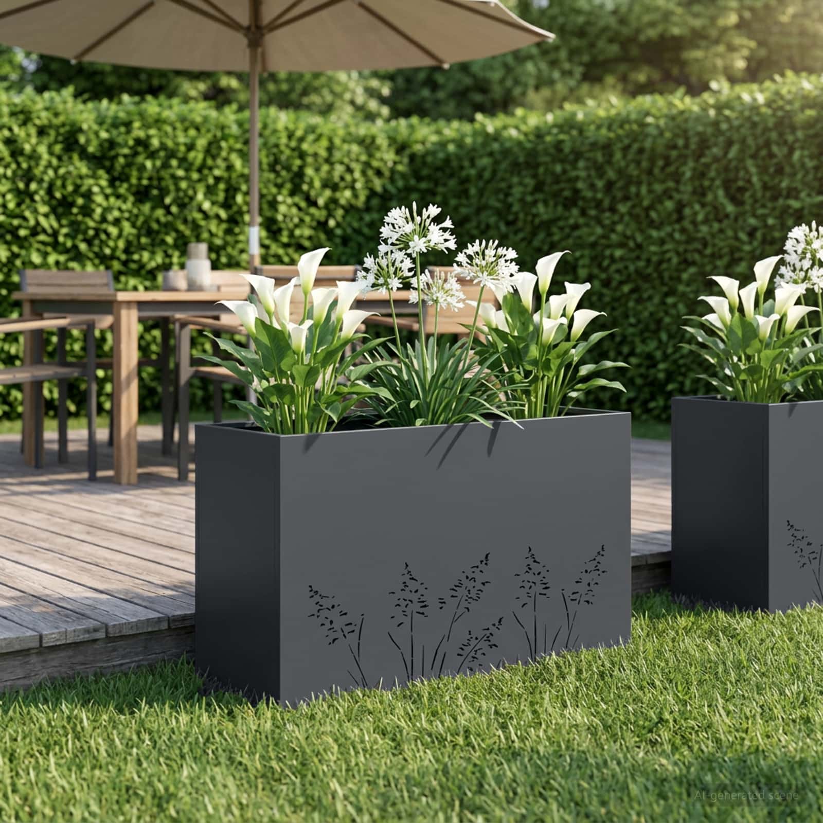 Garten-Pflanzgefäß Anthrazit 80 x 30 x 49 cm