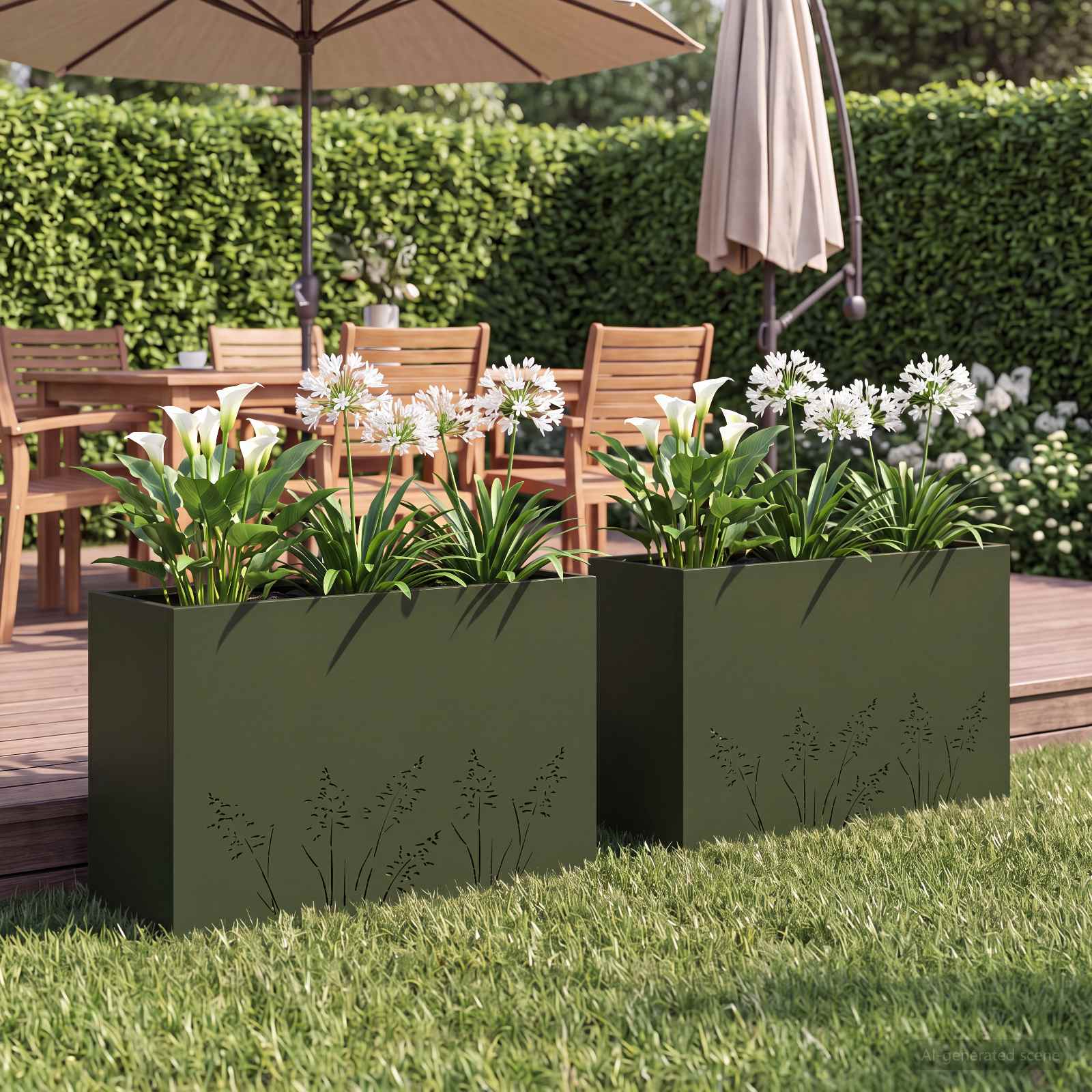 Garten-Pflanzgefäß 2 Stk. Olivgrün 80 x 30 x 49 cm
