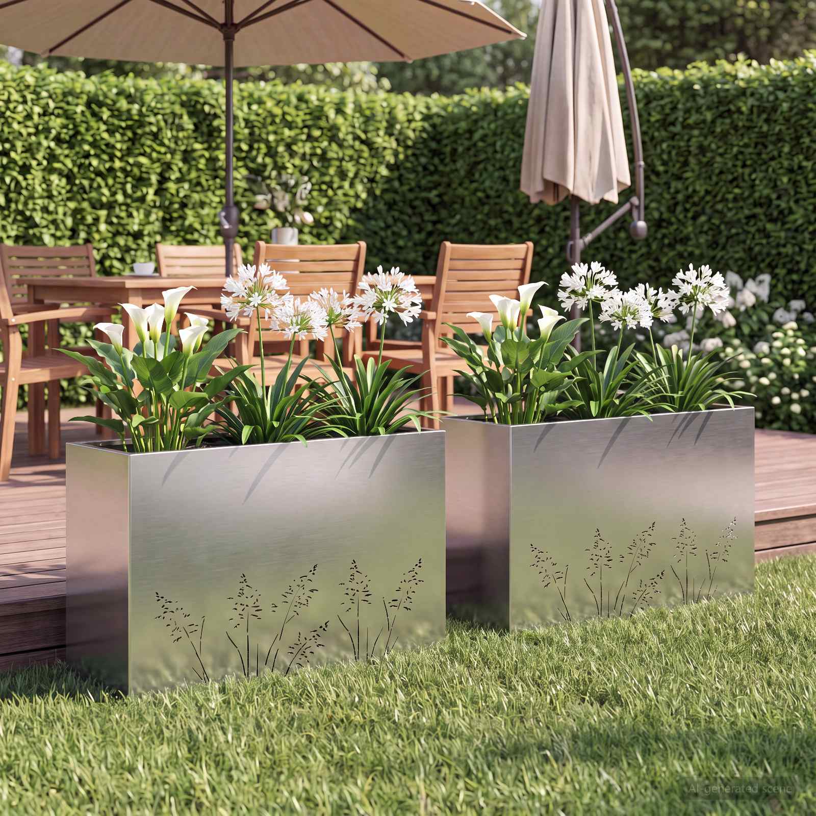 Garten-Pflanzgefäß 2 Stk. Silber 80 x 30 x 49 cm Edelstahl