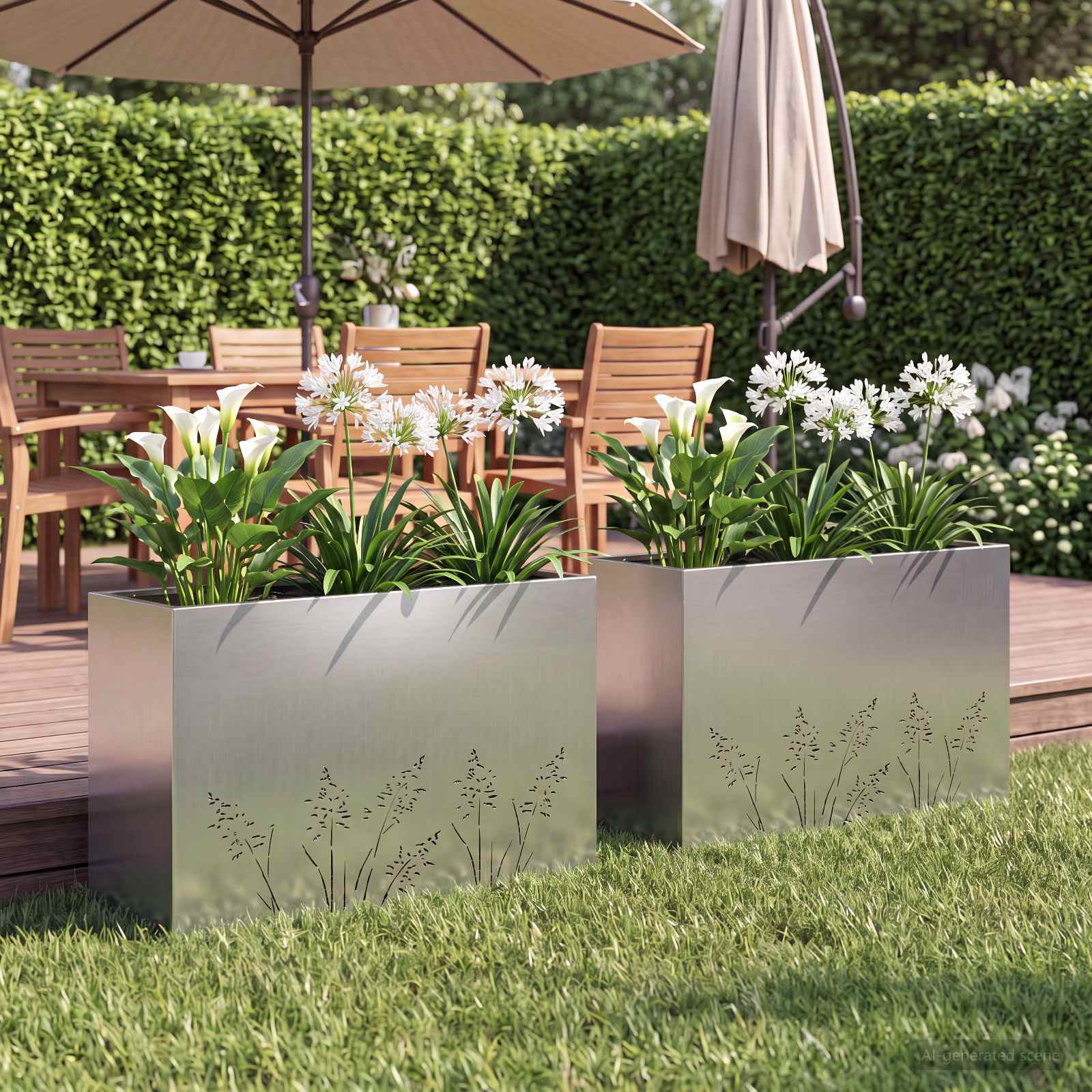Garten-Pflanzgefäß 2 Stk. Silber 80 x 30 x 49 cm