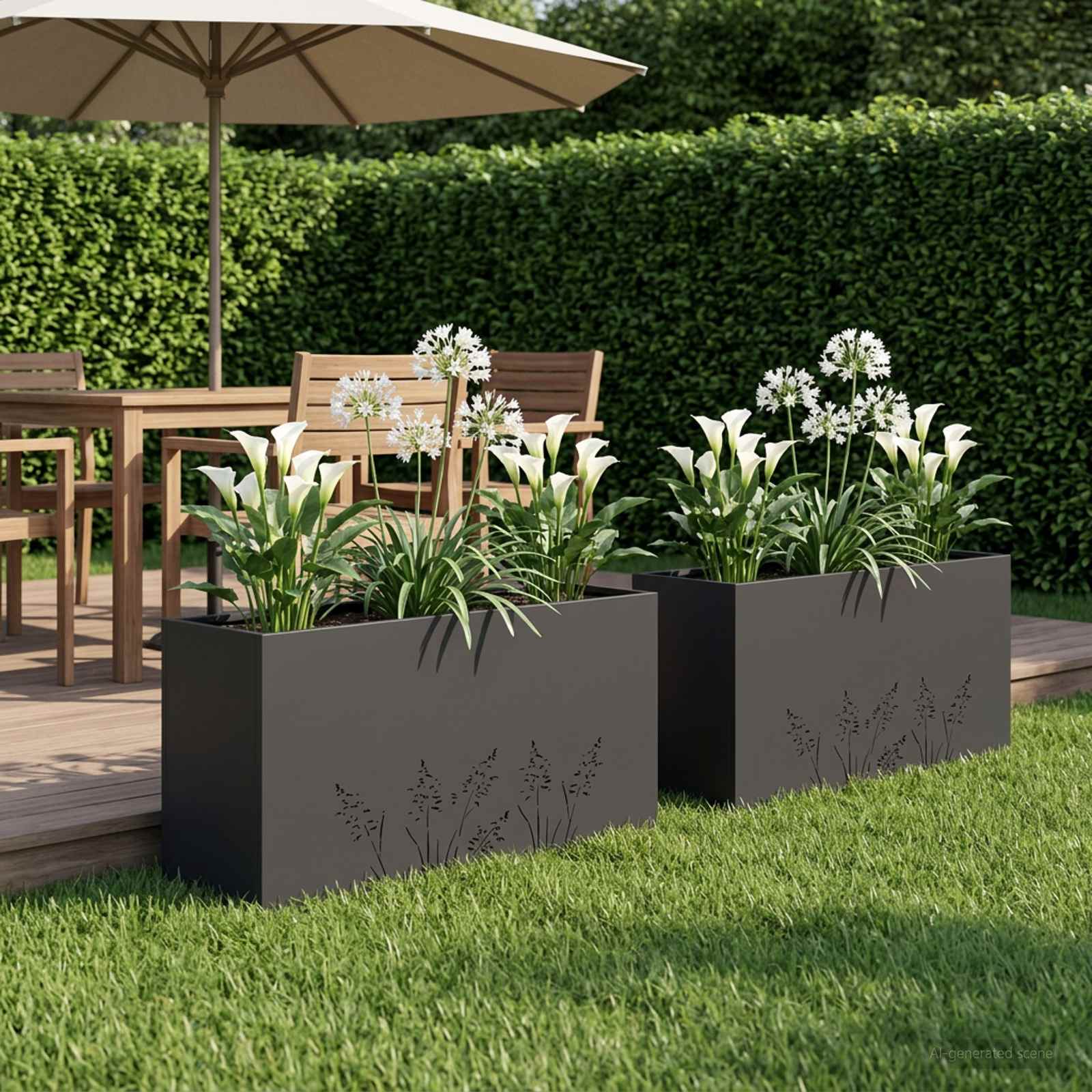 Garten-Pflanzgefäß 2 Stk. Schwarz 100 x 20 x 49 cm