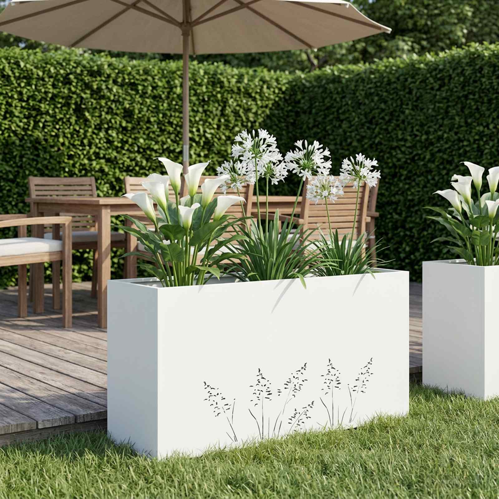 Garten-Pflanzgefäß Weiß 100 x 20 x 49 cm Kaltgewalzter Stahl