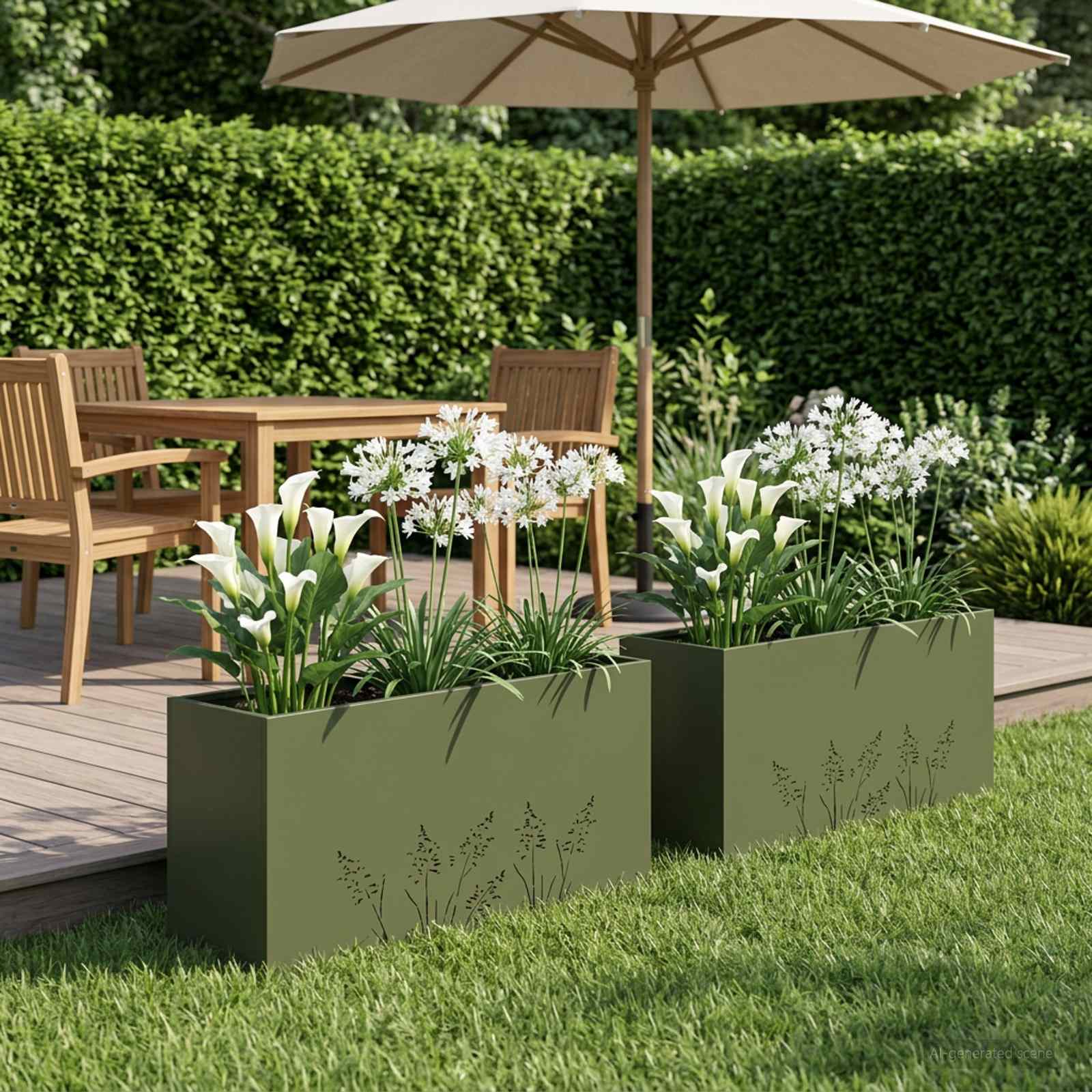 Garten-Pflanzgefäß 2 Stk. Olivgrün 100 x 20 x 49 cm