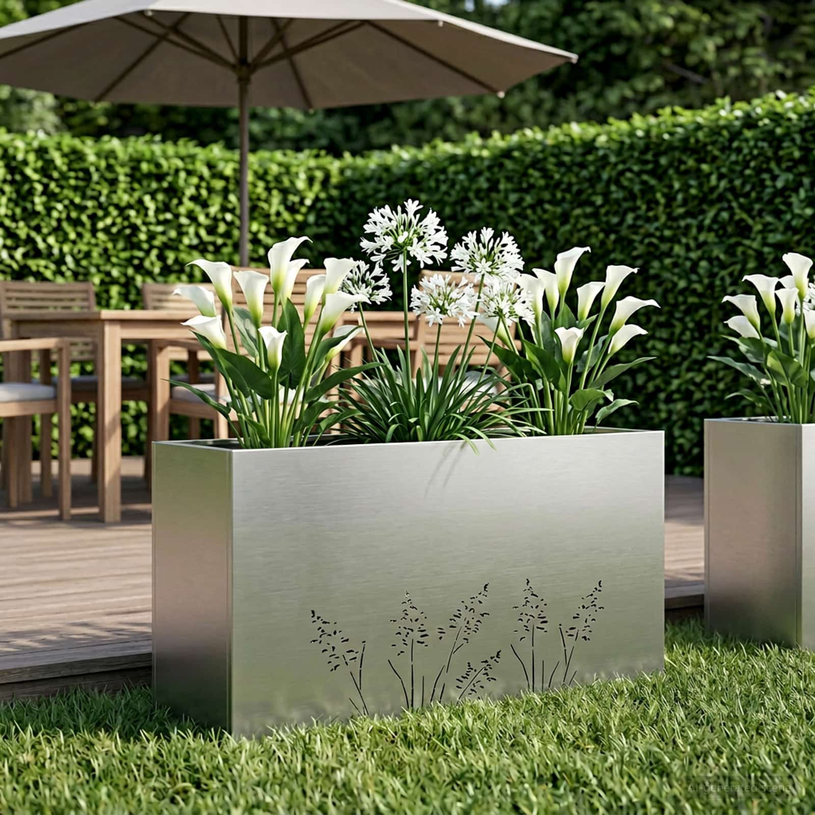 Garten-Pflanzgefäß Silber 100 x 20 x 49 cm Edelstahl
