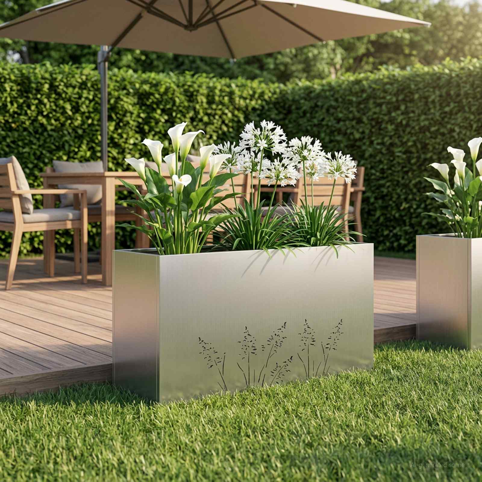 Garten-Pflanzgefäß Silber 100 x 20 x 49 cm Verzinkter Stahl