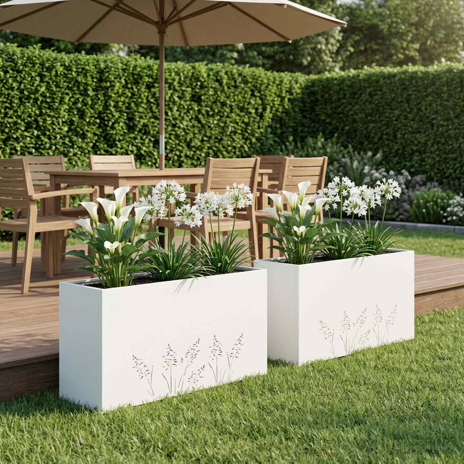 Garten-Pflanzgefäß 2 Stk. Weiß 100 x 30 x 49 cm