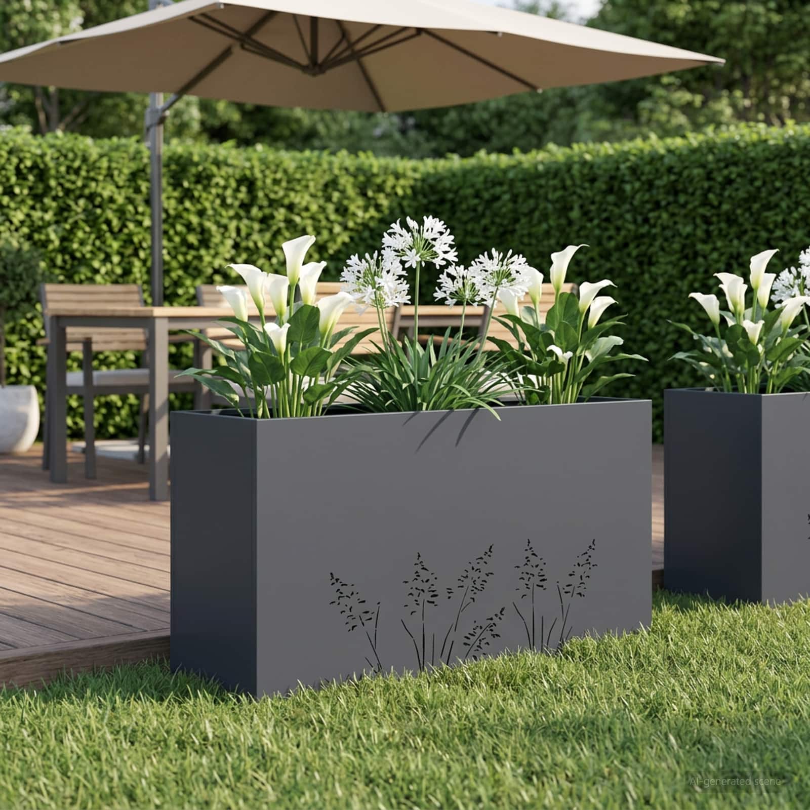 Garten-Pflanzgefäß Anthrazit 100 x 30 x 49 cm