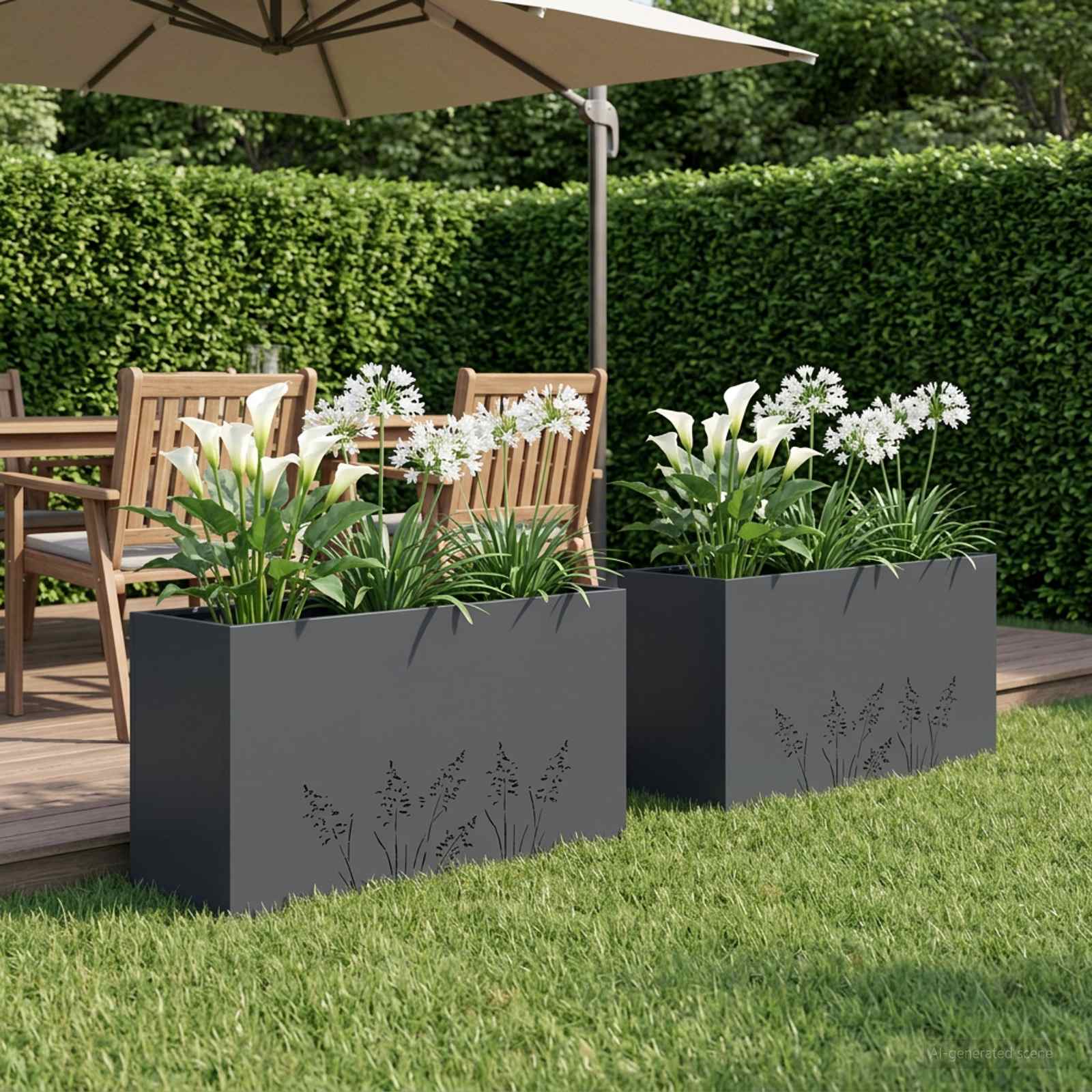 Garten-Pflanzgefäß 2 Stk. Anthrazit 100 x 30 x 49 cm