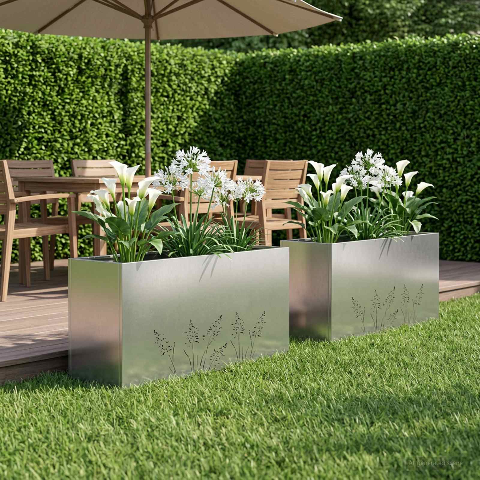 Garten-Pflanzgefäß 2 Stk. Silber 100 x 30 x 49 cm Edelstahl