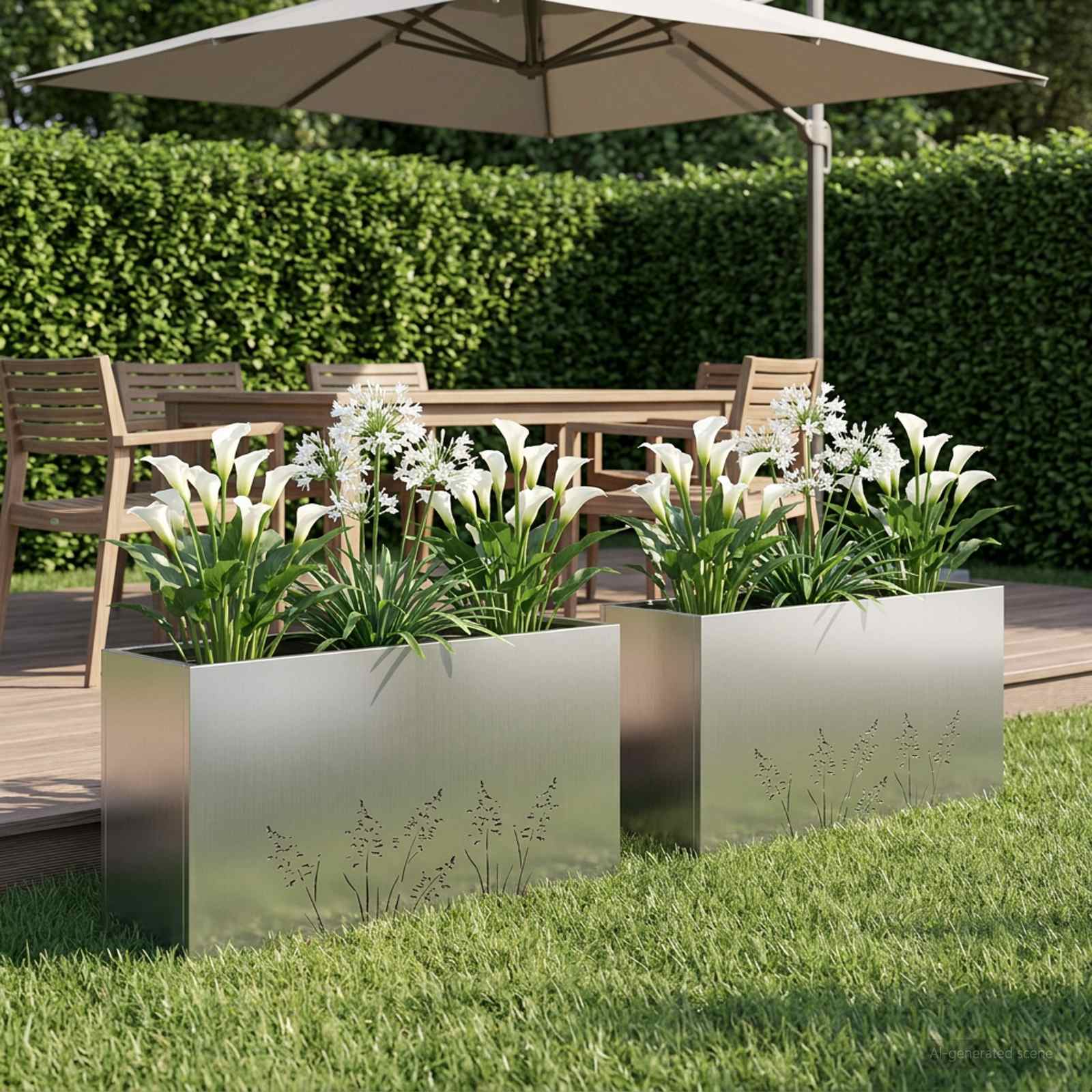 Garten-Pflanzgefäß 2 Stk. Silber 100 x 30 x 49 cm