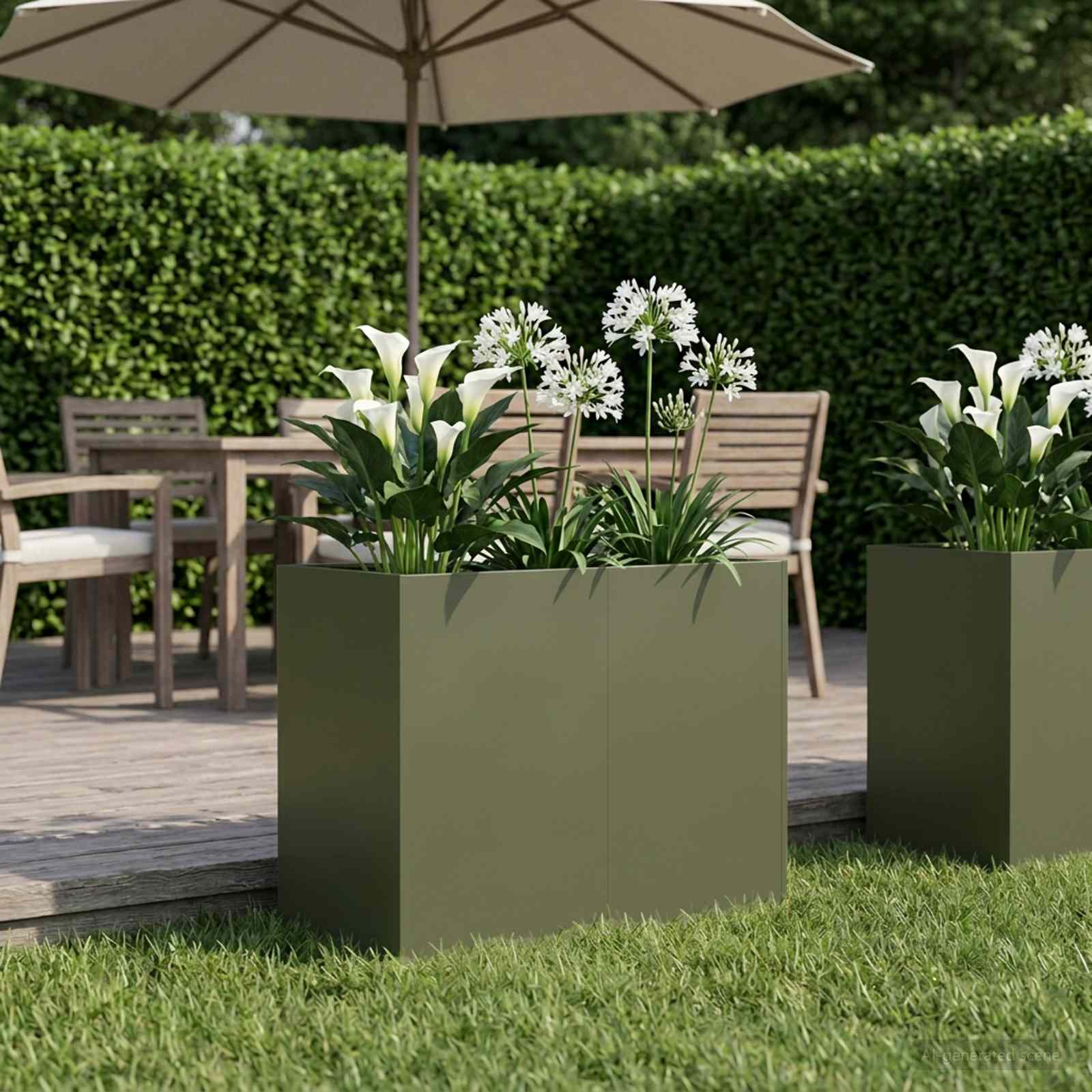 Garten-Pflanzgefäß Olivgrün 80 x 40 x 60 cm Kaltgewalzter Stahl