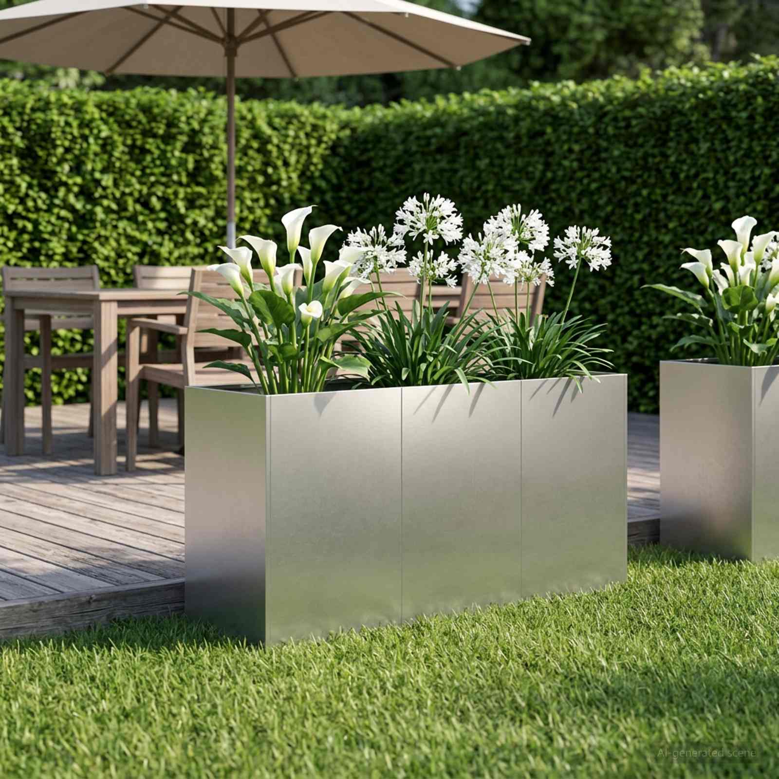 Garten-Pflanzgefäß Silber 120 x 40 x 60 cm Edelstahl