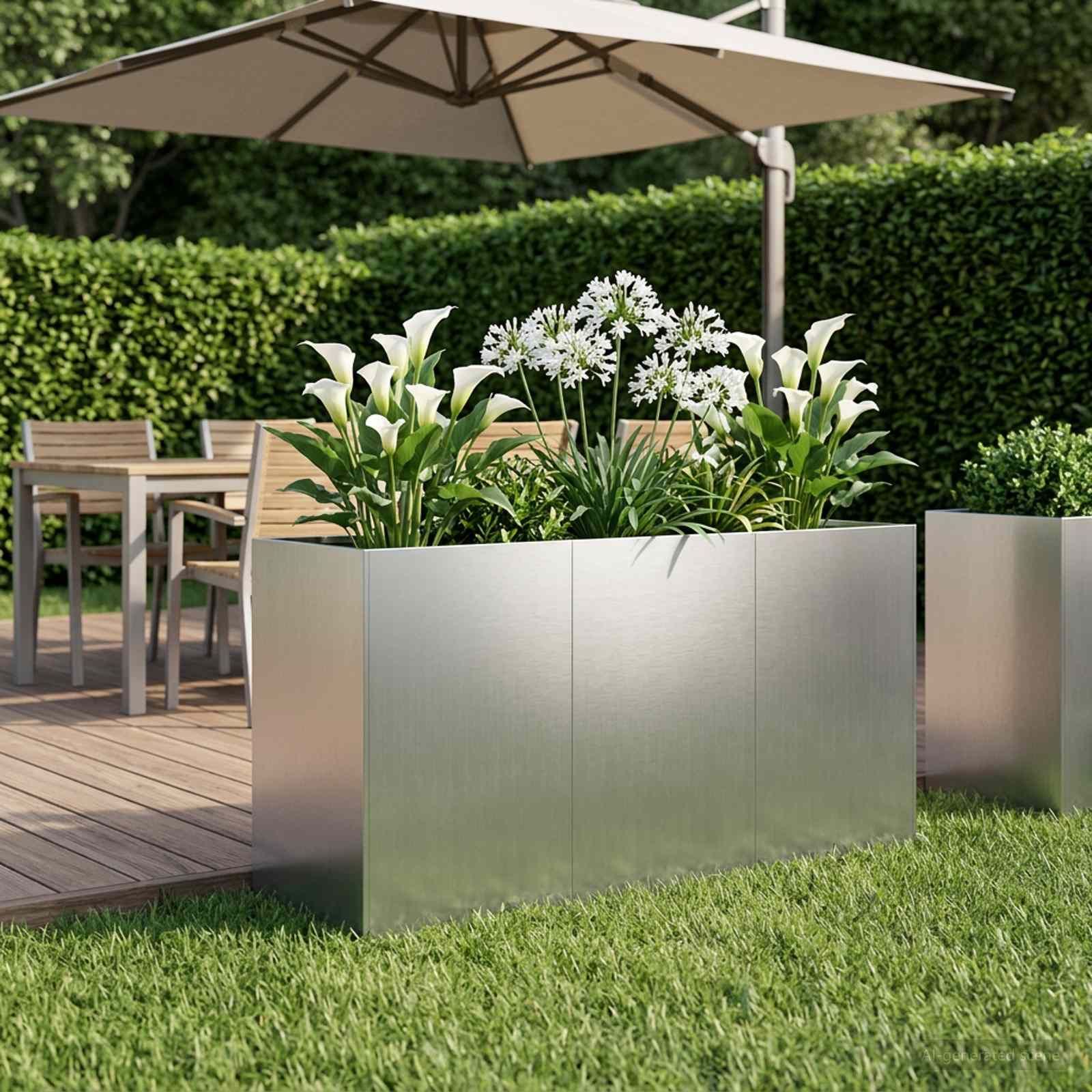 Garten-Pflanzgefäß Silber 120 x 40 x 60 cm Verzinkter Stahl