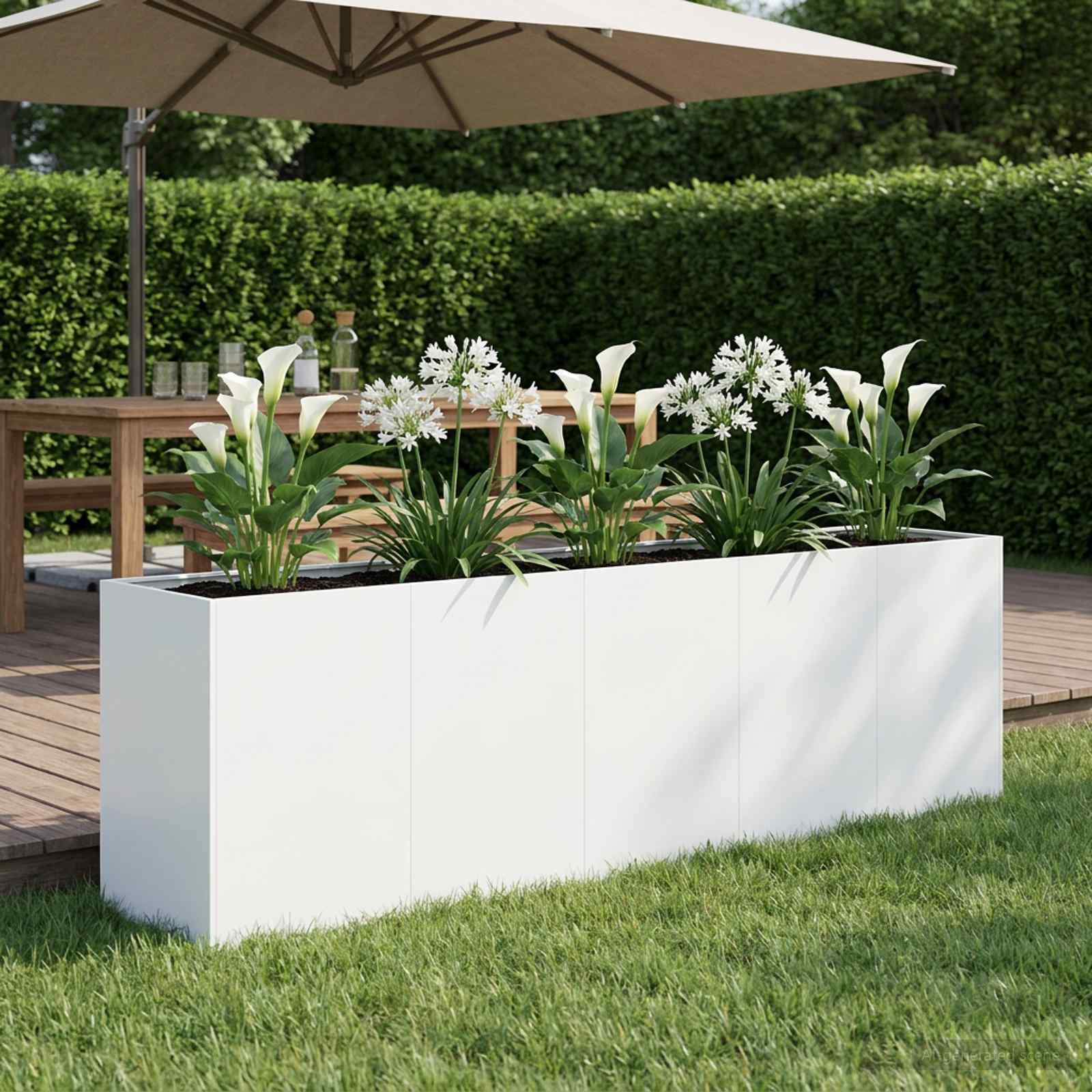 Garten-Pflanzgefäß Weiß 200 x 40 x 60 cm Kaltgewalzter Stahl
