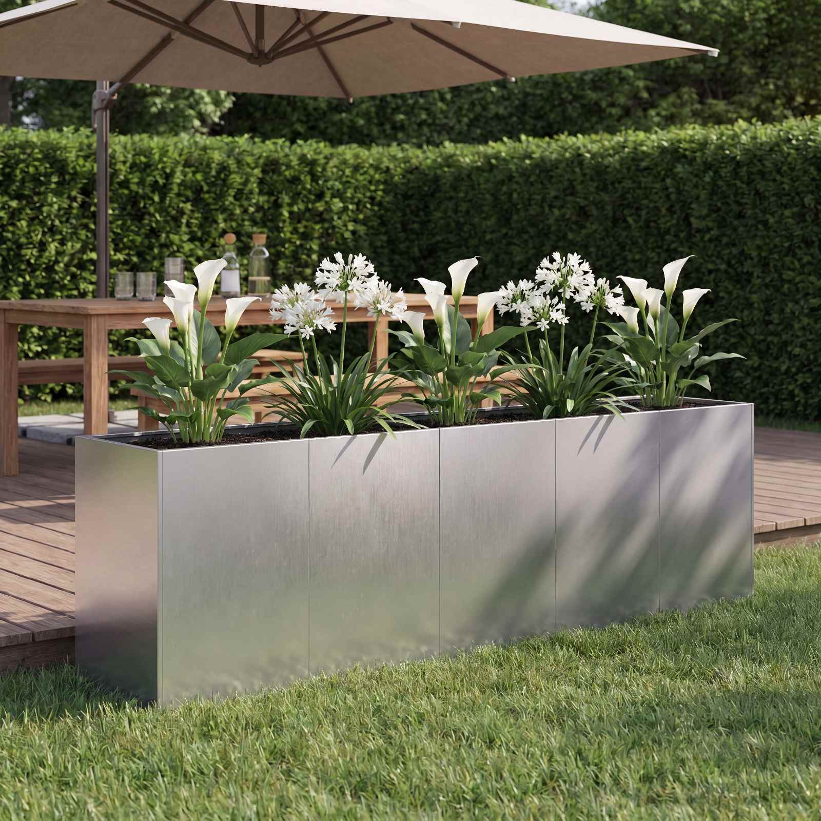 Garten-Pflanzgefäß Silber 200 x 40 x 60 cm Edelstahl