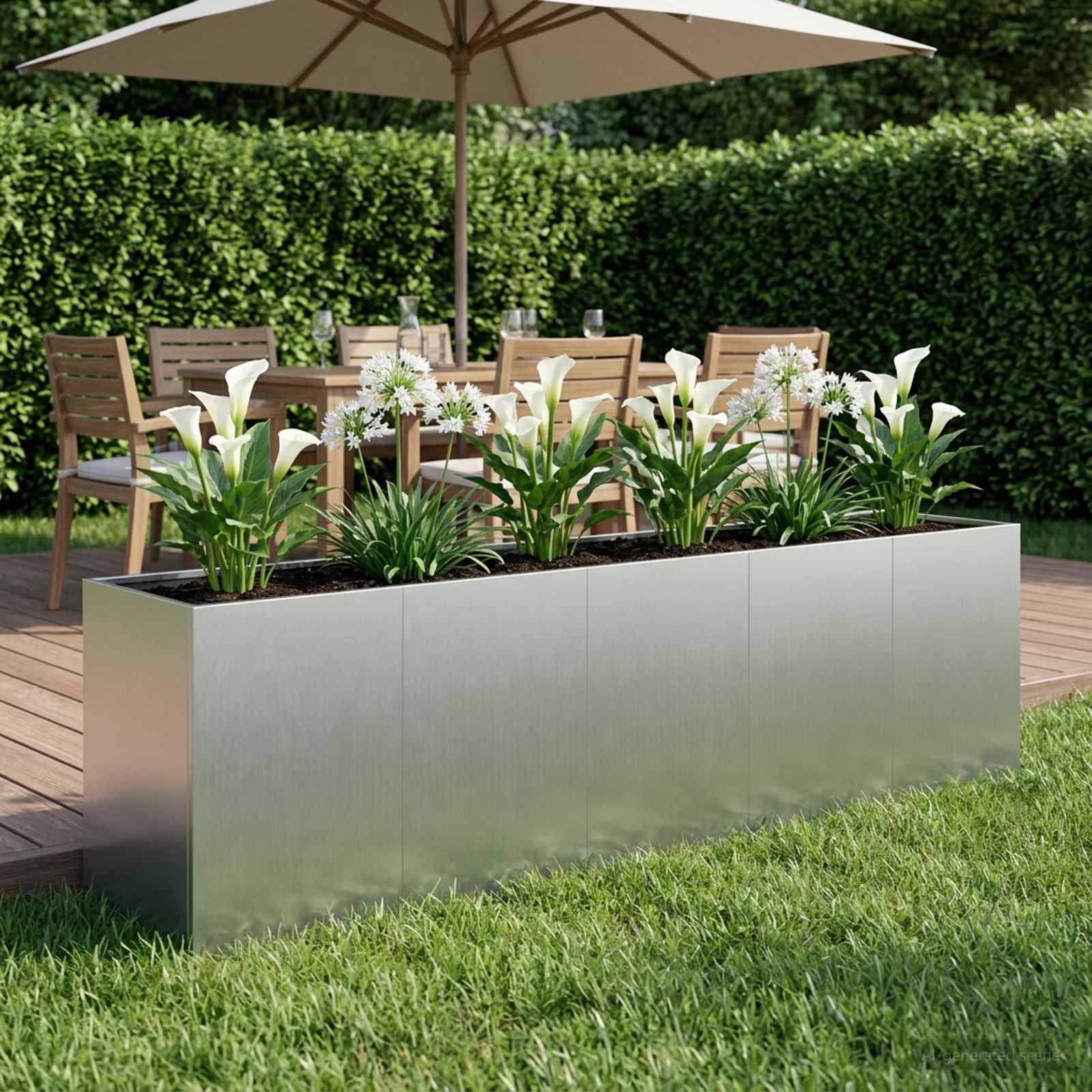 Garten-Pflanzgefäß Silber 200 x 40 x 60 cm Verzinkter Stahl
