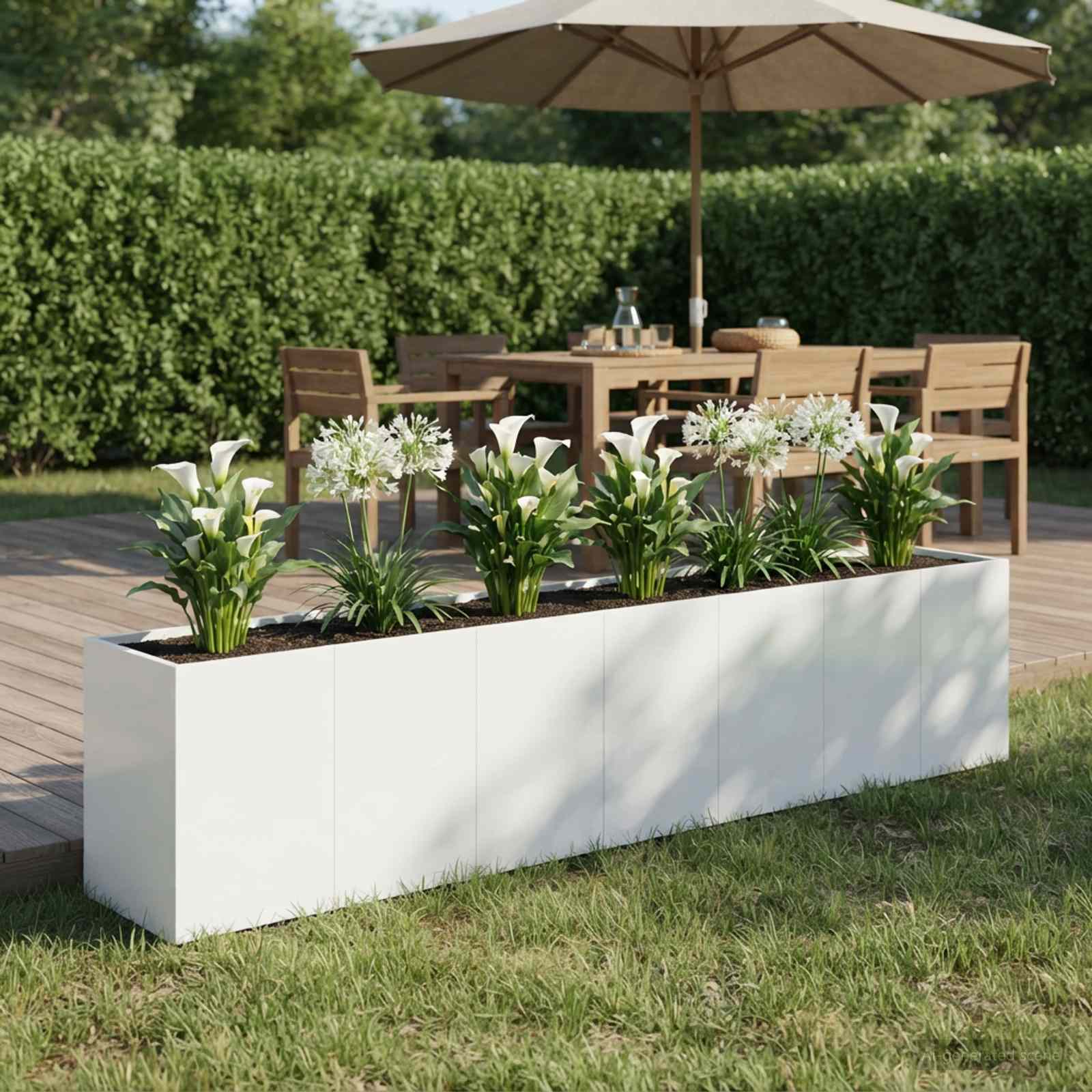 Garten-Pflanzgefäß Weiß 280 x 40 x 60 cm Kaltgewalzter Stahl