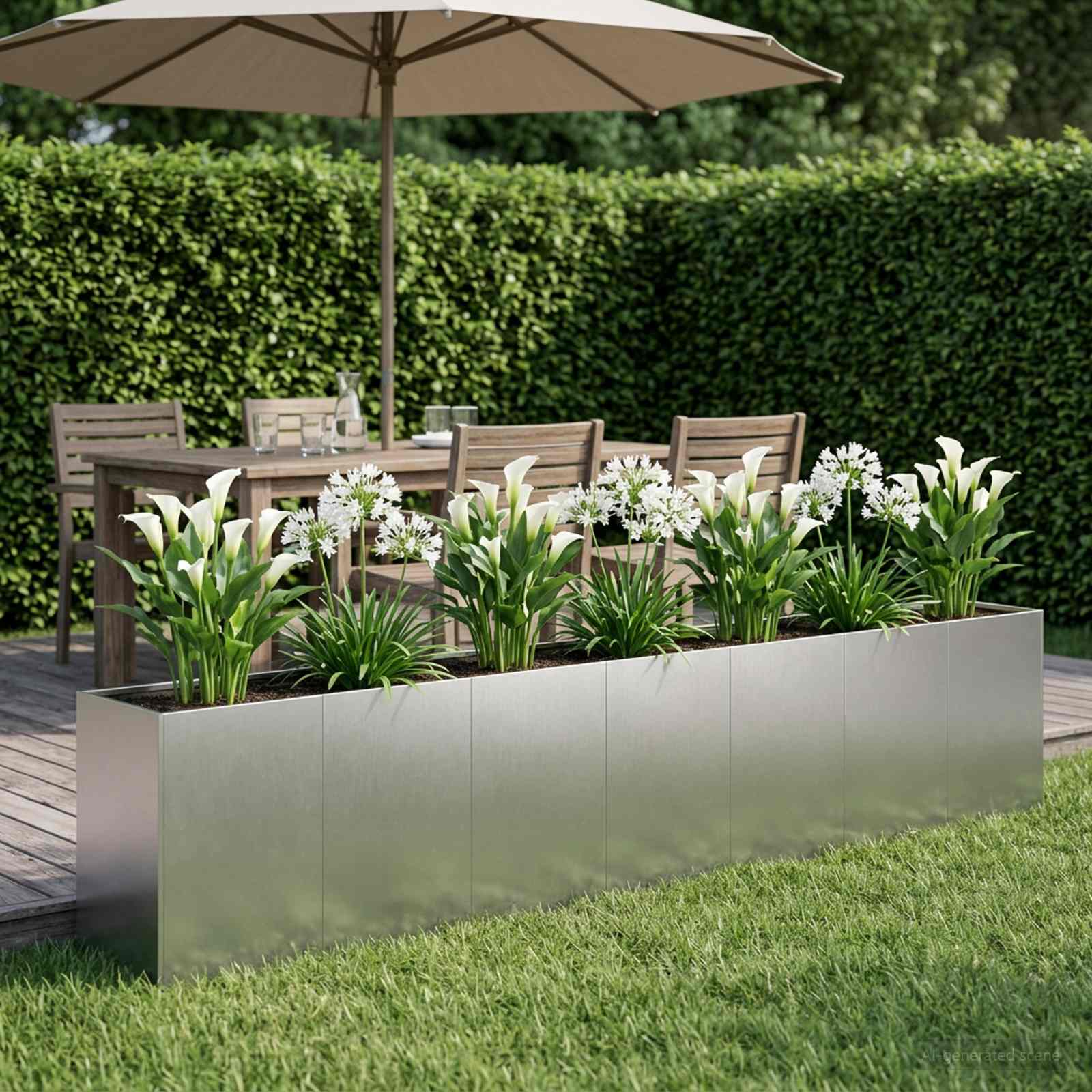 Garten-Pflanzgefäß Silber 280 x 40 x 60 cm Edelstahl