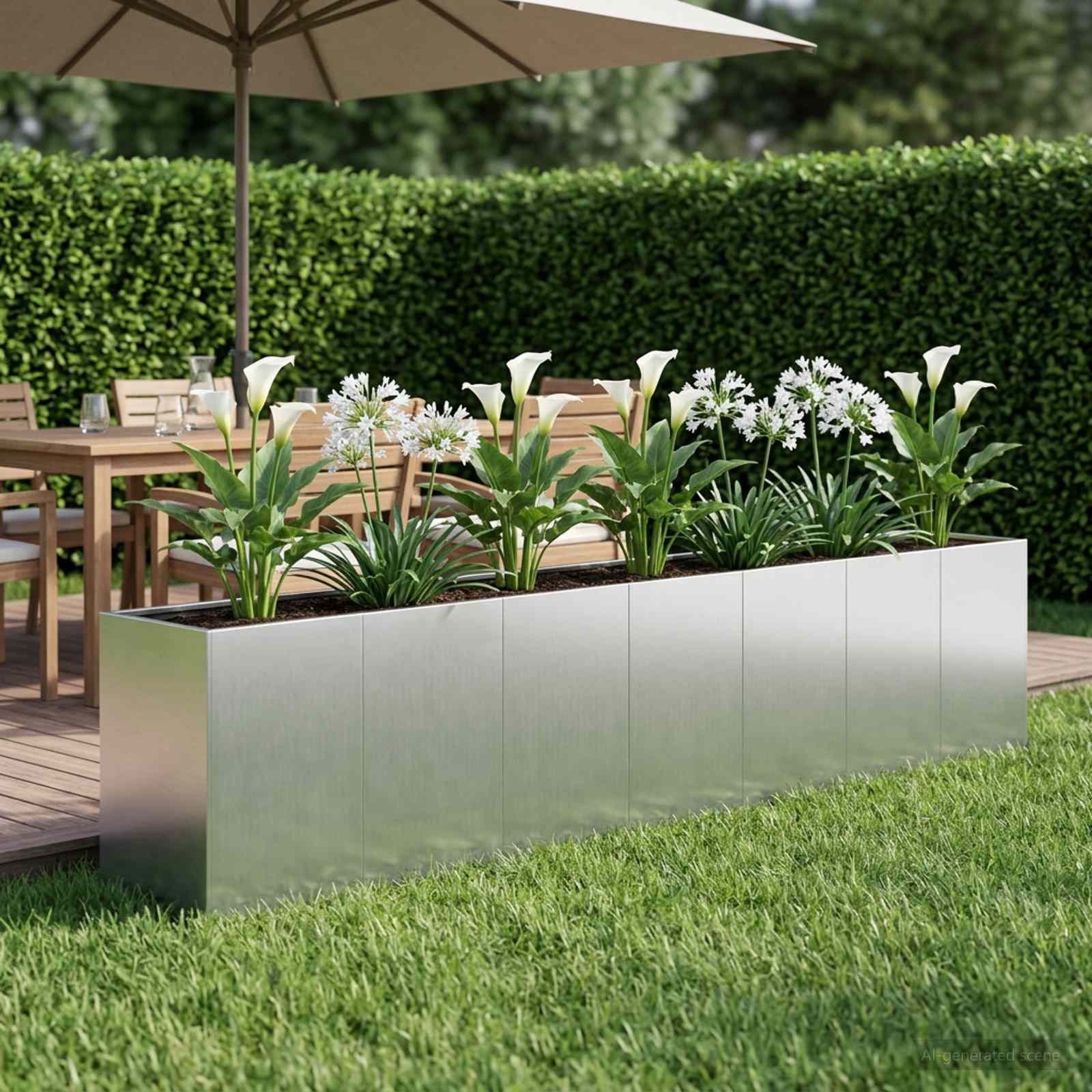 Garten-Pflanzgefäß Silber 280 x 40 x 60 cm Verzinkter Stahl