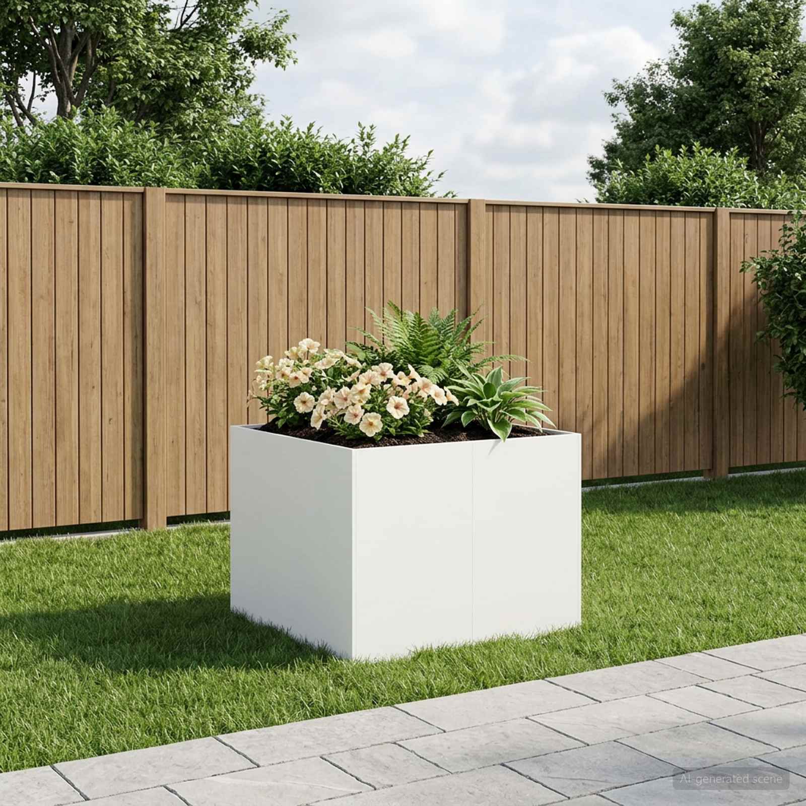 Garten-Pflanzgefäß Weiß 80 x 80 x 60 cm Kaltgewalzter Stahl