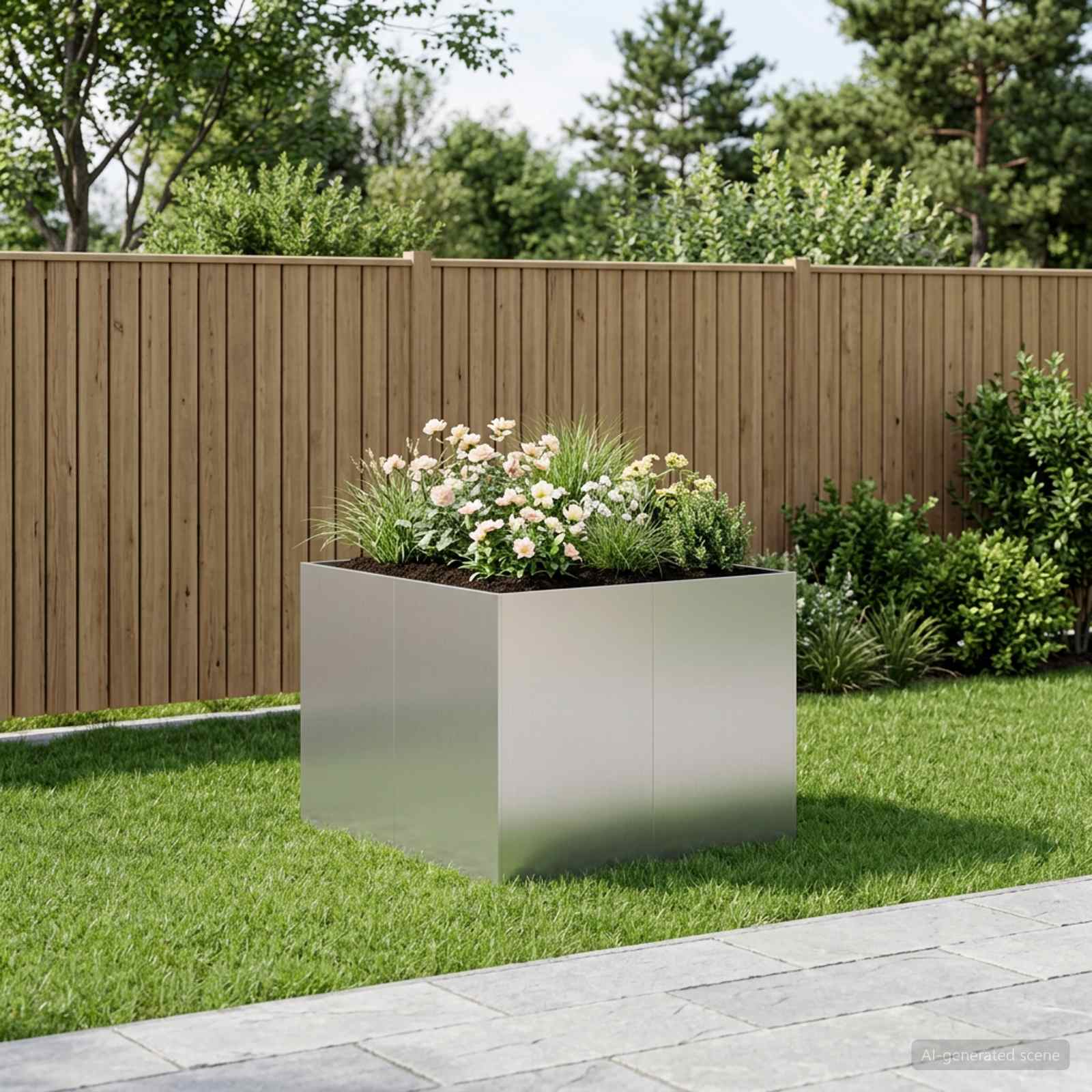 Garten-Pflanzgefäß Silber 80 x 80 x 60 cm Verzinkter Stahl
