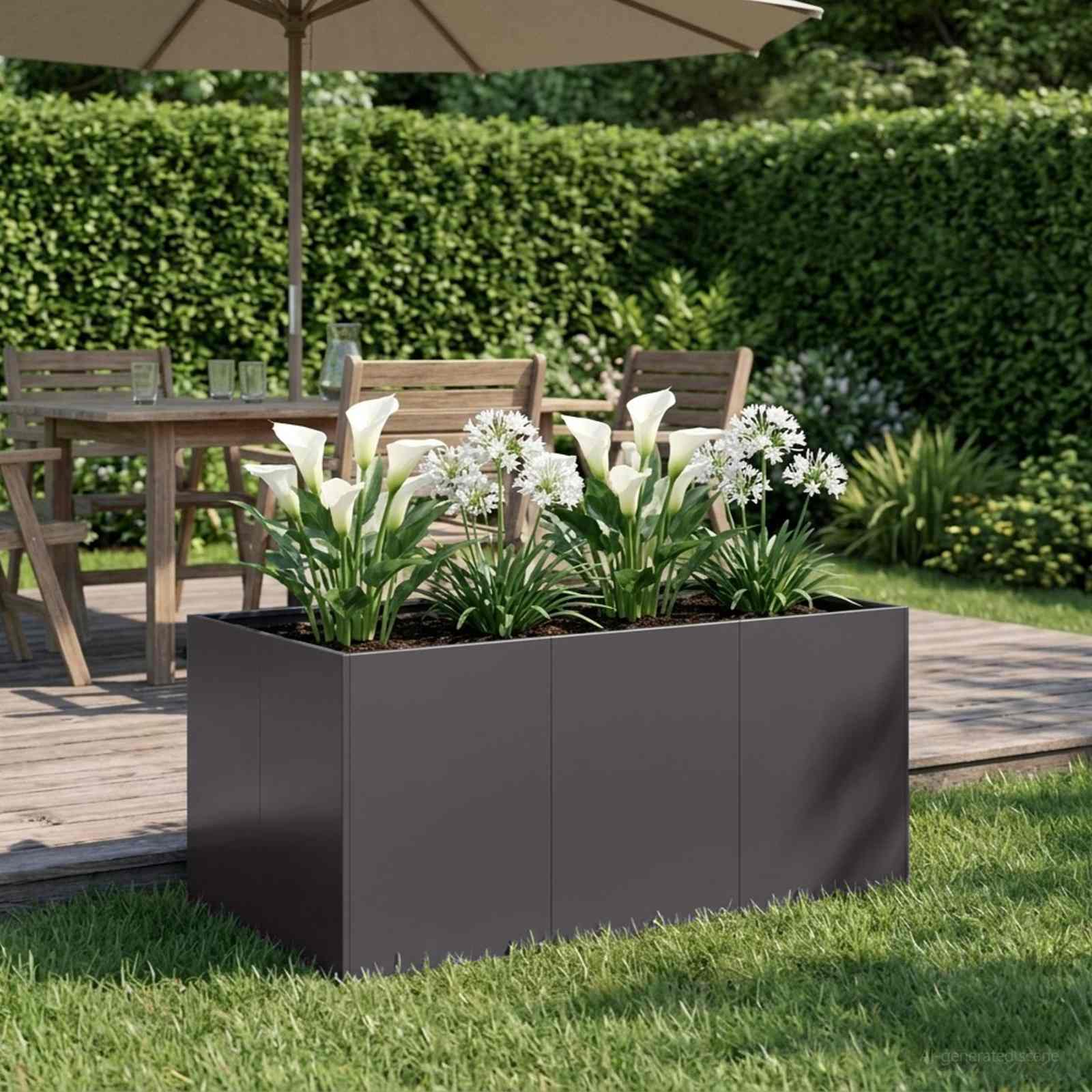 Garten-Pflanzgefäß Schwarz 120 x 80 x 60 cm Kaltgewalzter Stahl