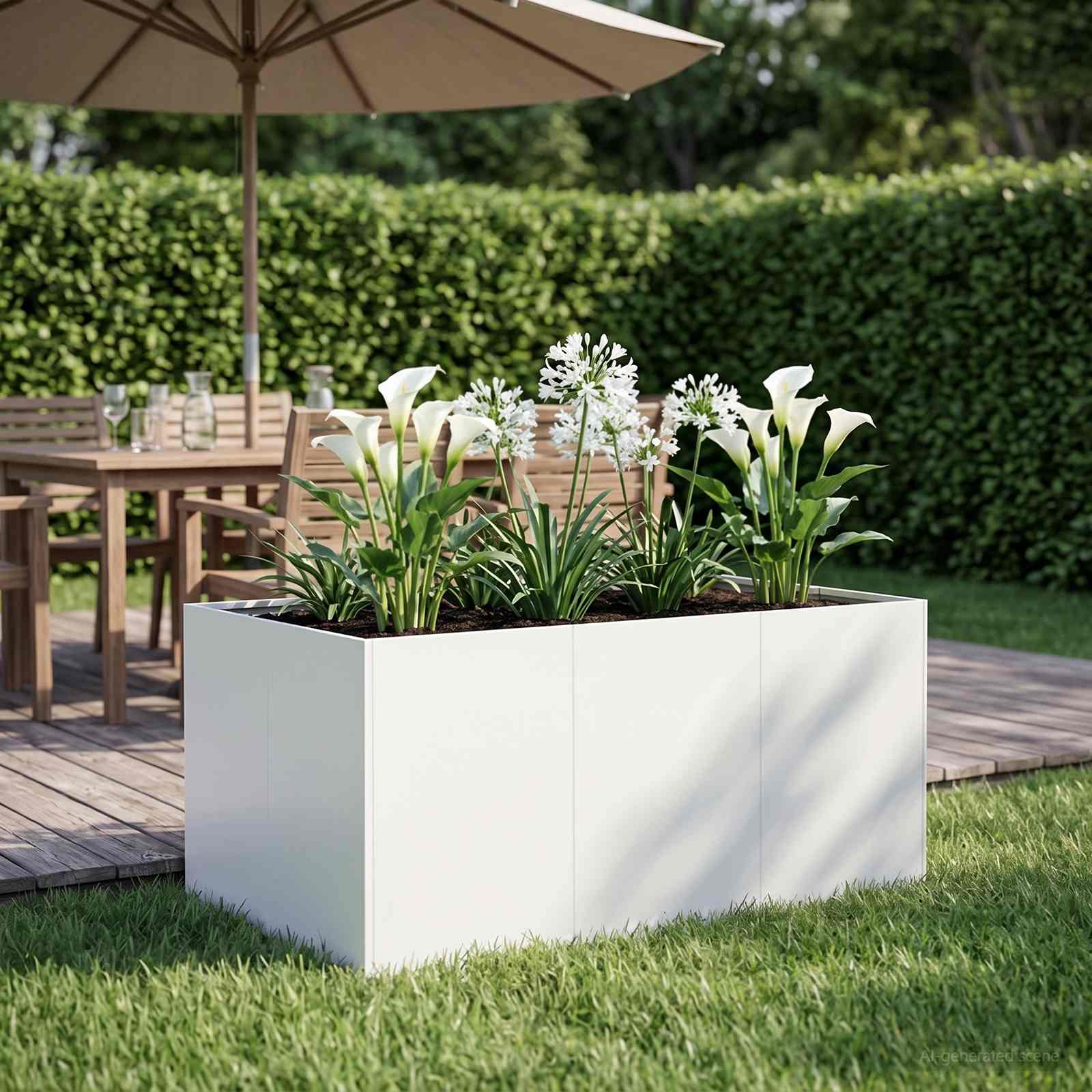 Garten-Pflanzgefäß Weiß 120 x 80 x 60 cm Kaltgewalzter Stahl