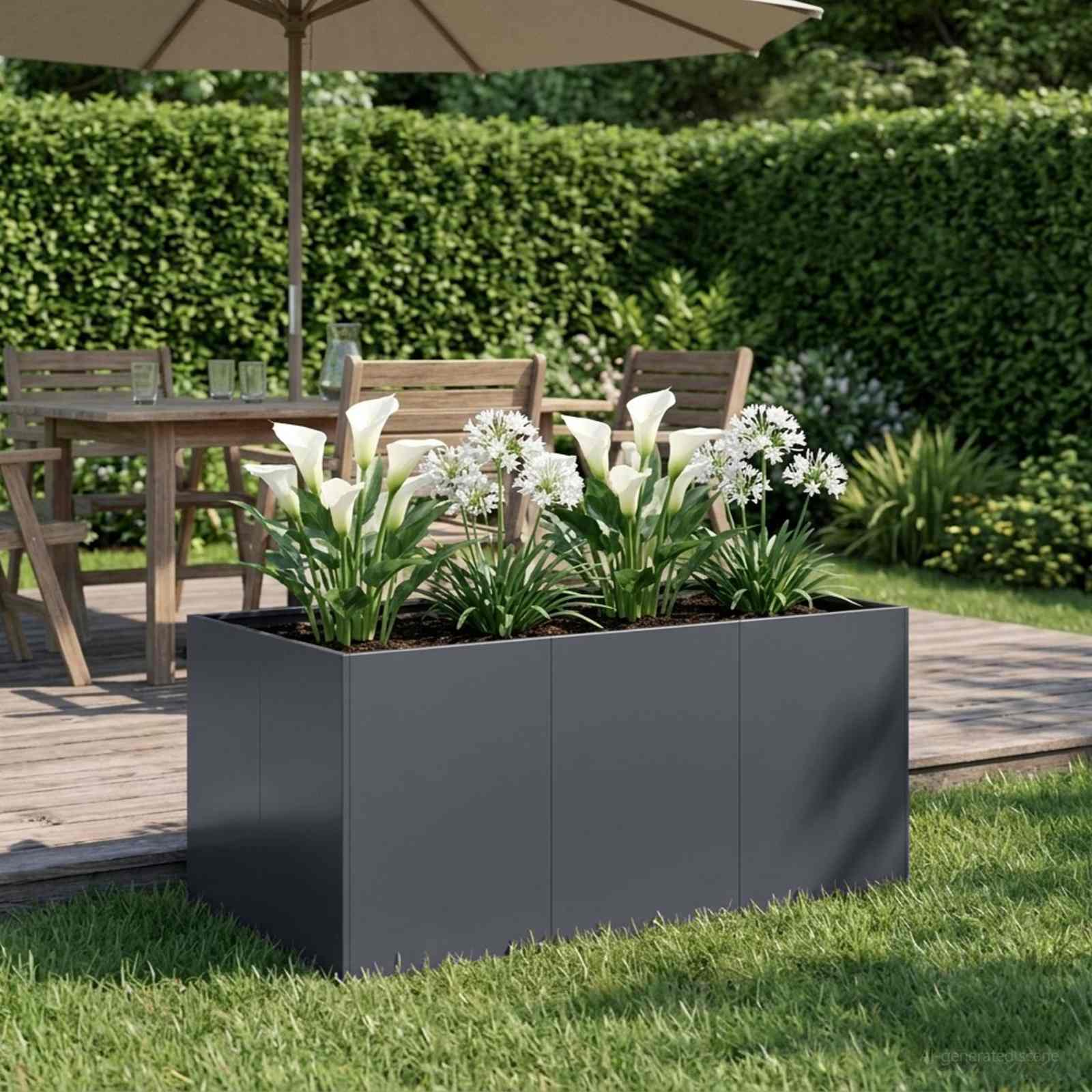 Garten-Pflanzgefäß Anthrazit 120 x 80 x 60 cm