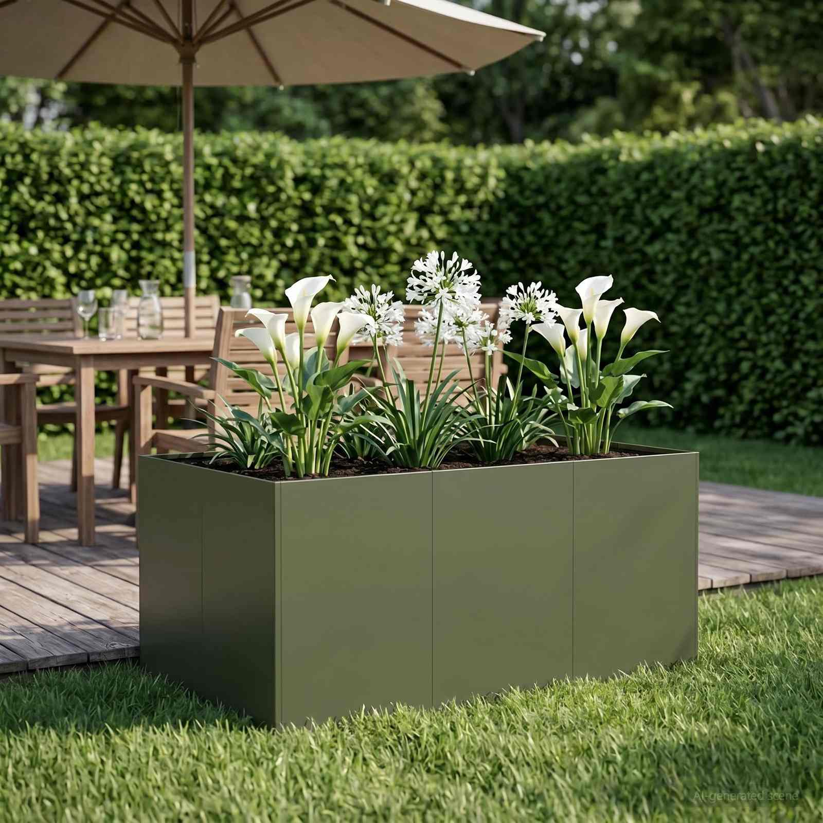 Garten-Pflanzgefäß Olivgrün 120 x 80 x 60 cm