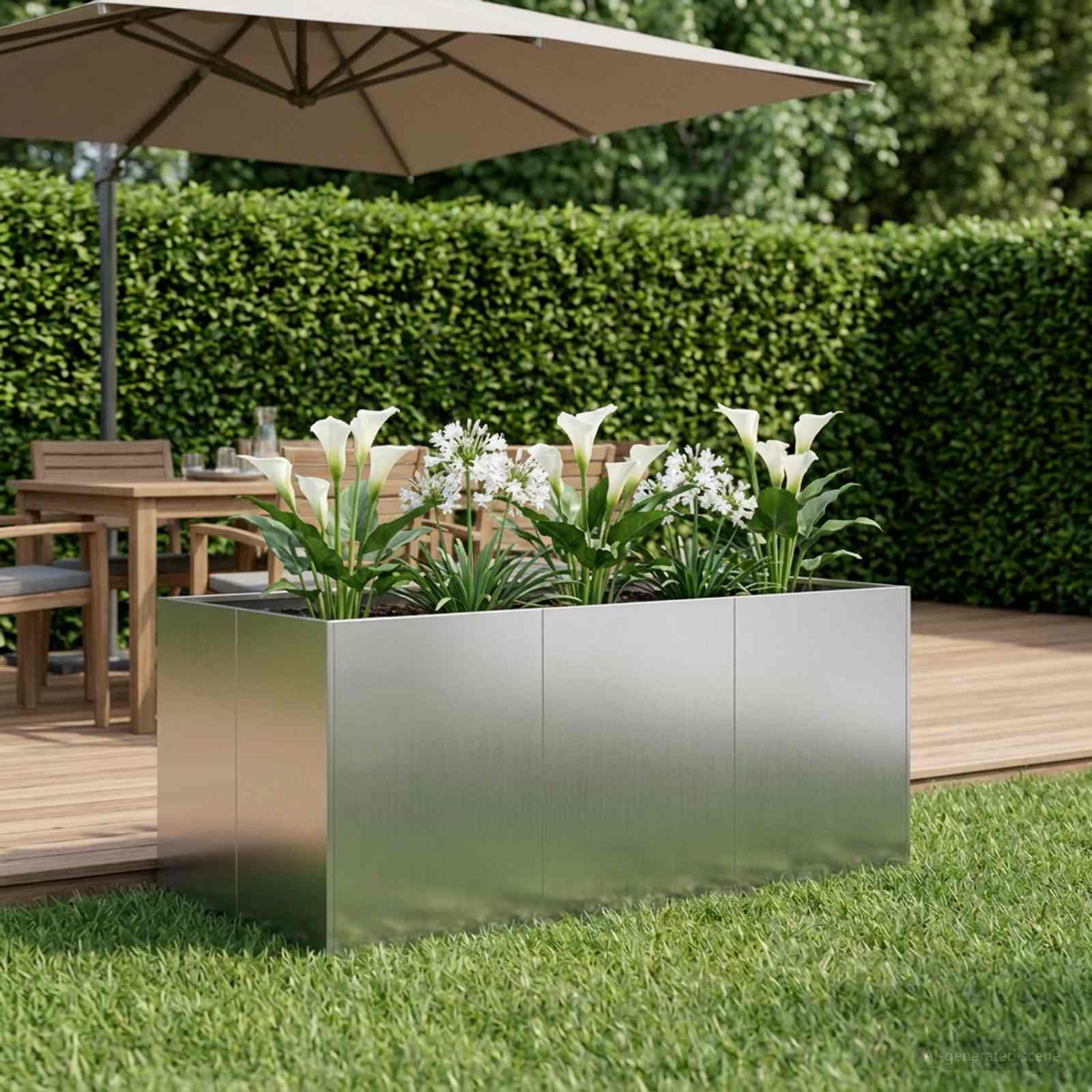 Garten-Pflanzgefäß Silber 120 x 80 x 60 cm Verzinkter Stahl