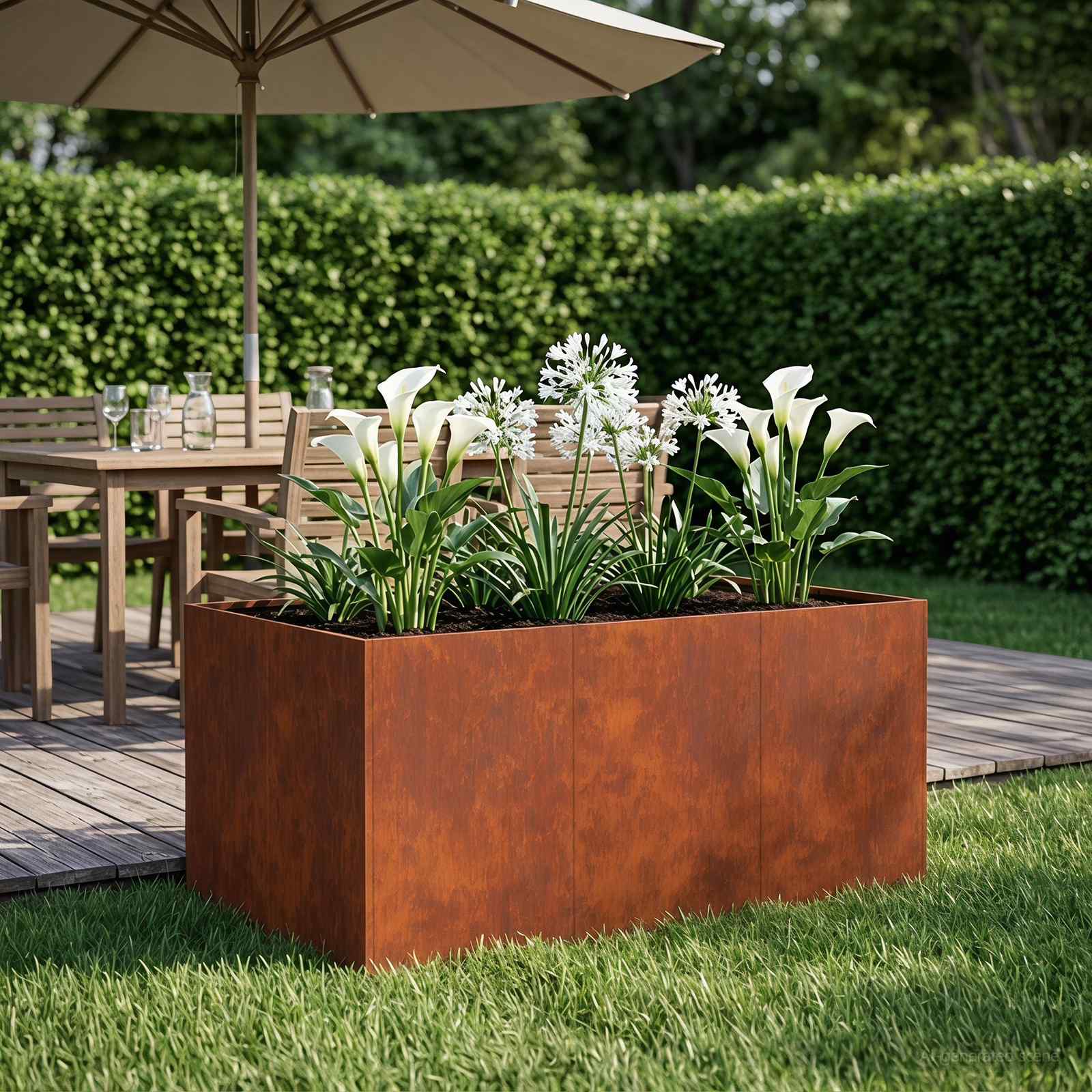 Garten-Pflanzgefäß Rostoptik 120 x 80 x 60 cm Wetterfeststahl