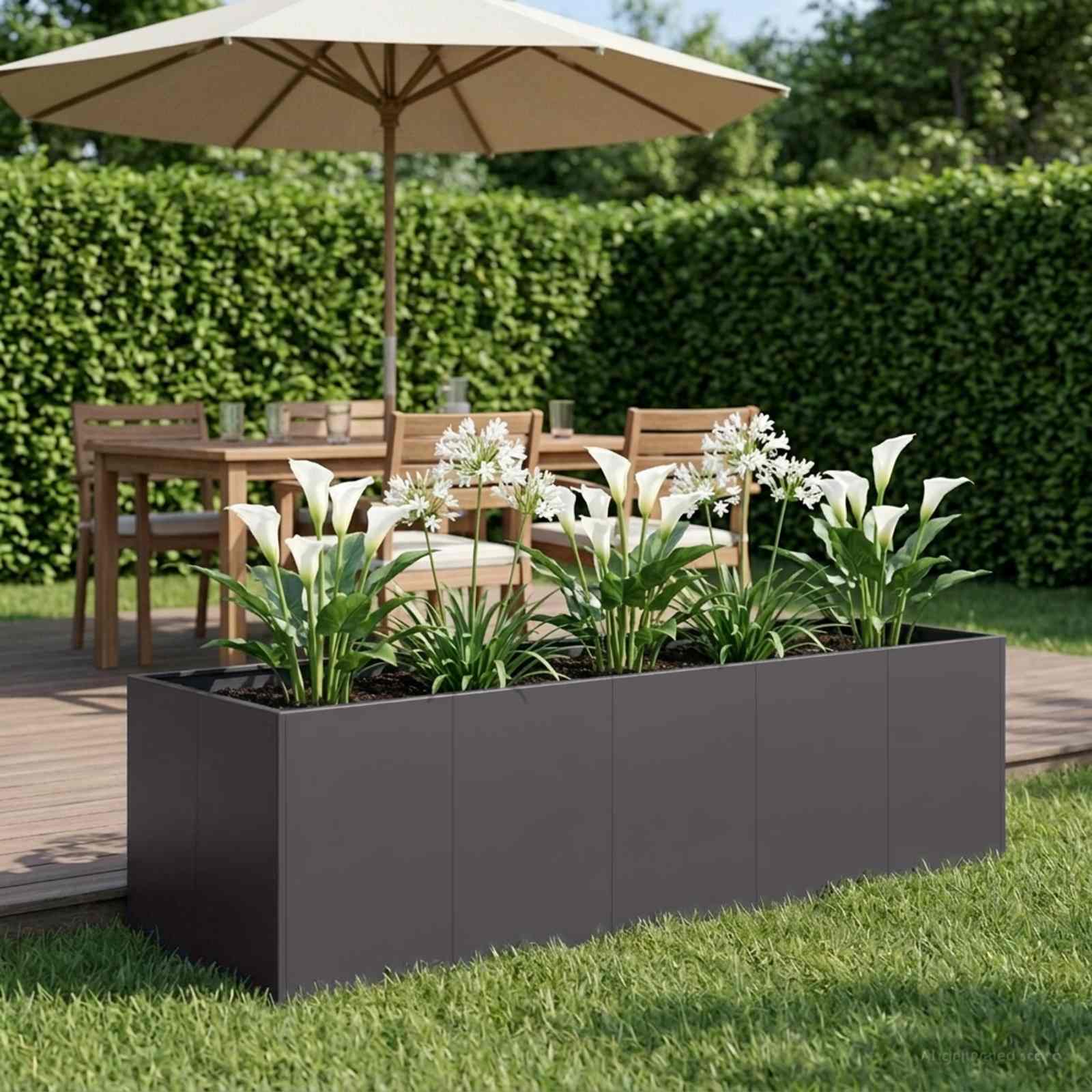 Garten-Pflanzgefäß Schwarz 200 x 80 x 60 cm Kaltgewalzter Stahl