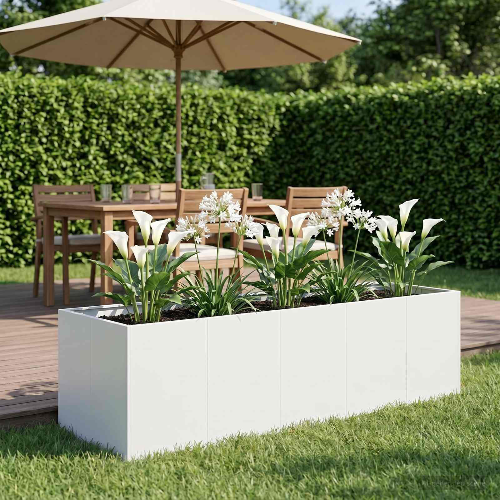 Garten-Pflanzgefäß Weiß 200 x 80 x 60 cm Kaltgewalzter Stahl